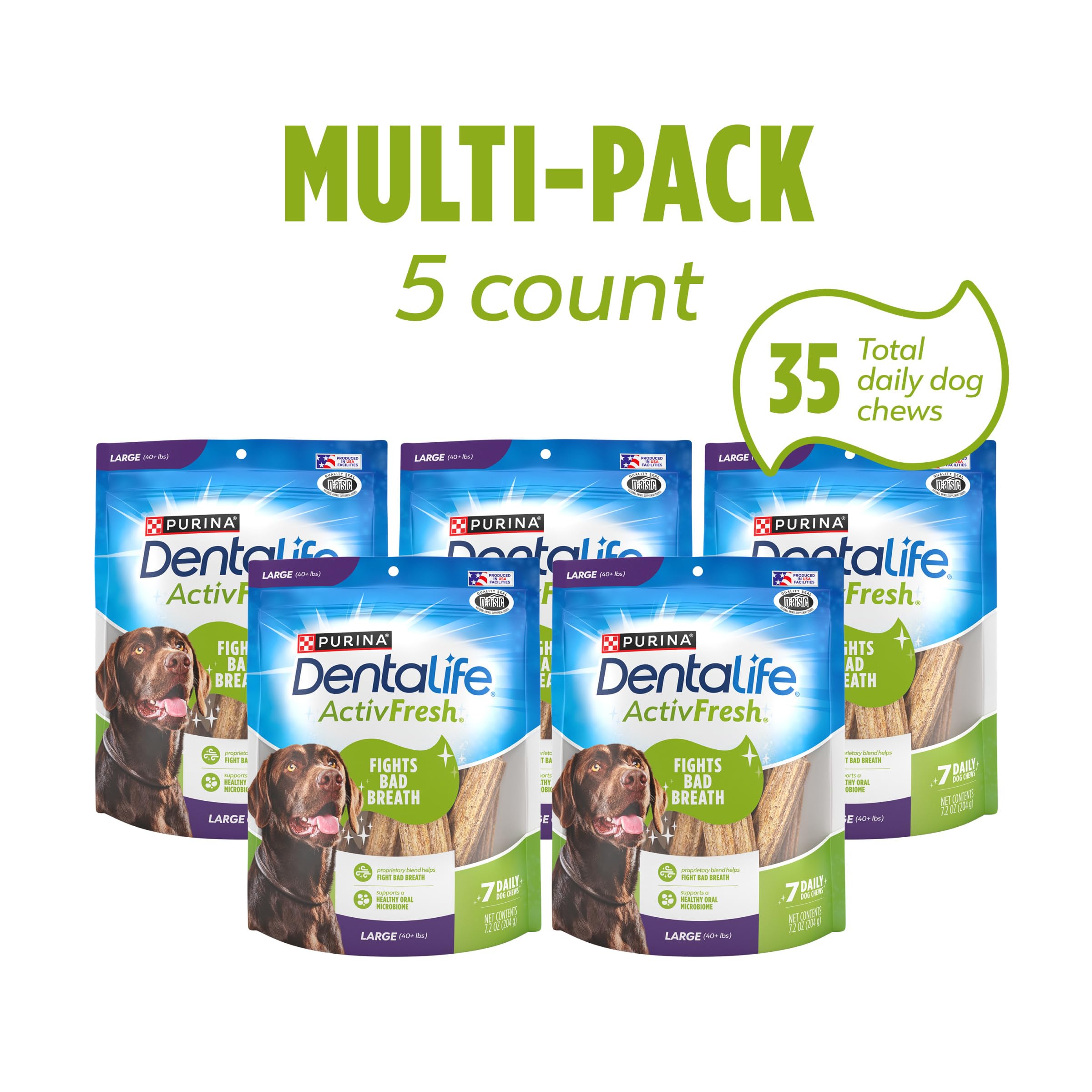 Purina DentaLife ActivFresh Chicken Flavor Large Breed Adult Dog Dental Chews - 7 Count (Pack of 5)
