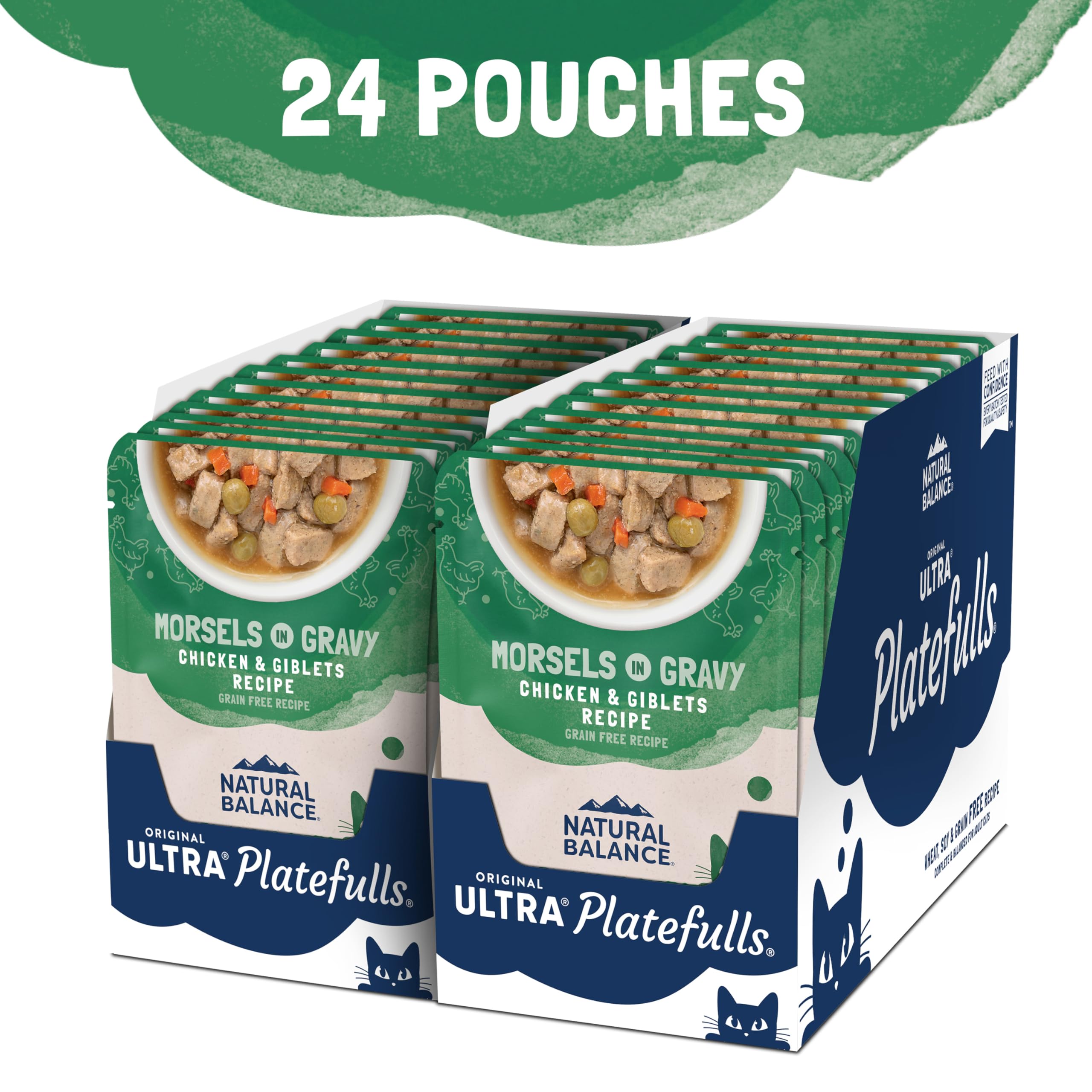 Natural Balance Original Ultra Platefulls Adult Grain Free Wet Cat Food Salmon, Chicken & Giblets Formula in Gravy, 3 Ounce Pouc