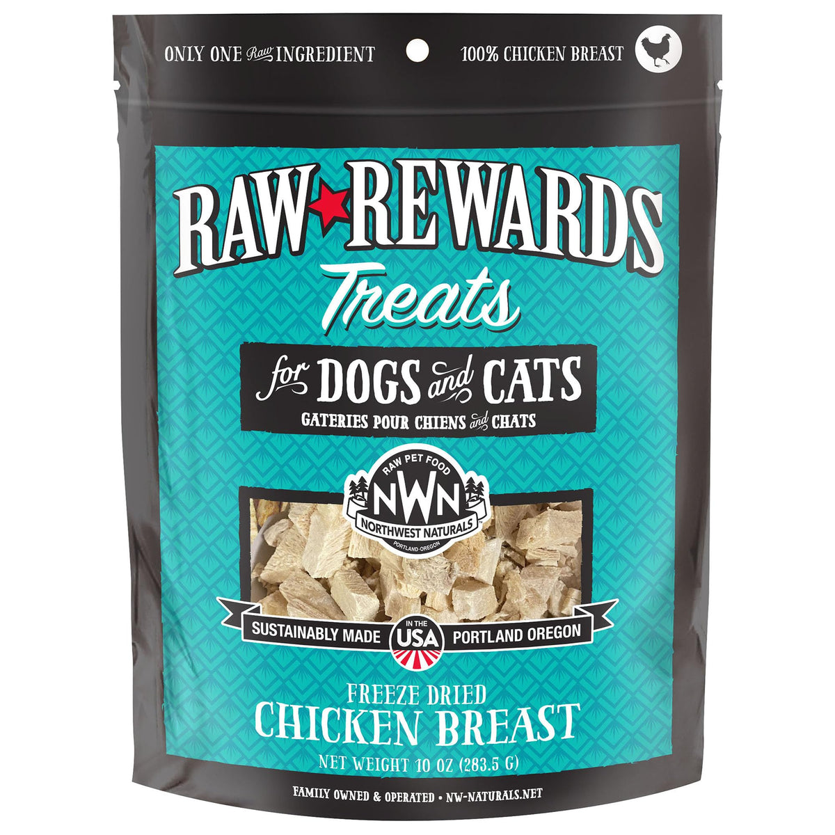 Northwest Naturals Raw Rewards Freeze-Dried Chicken Breast Treats For Dogs And Cats - Bite-Sized Pieces - Healthy, 1 Ingredient, Human Grade Pet Food, All Natural - 10 Oz