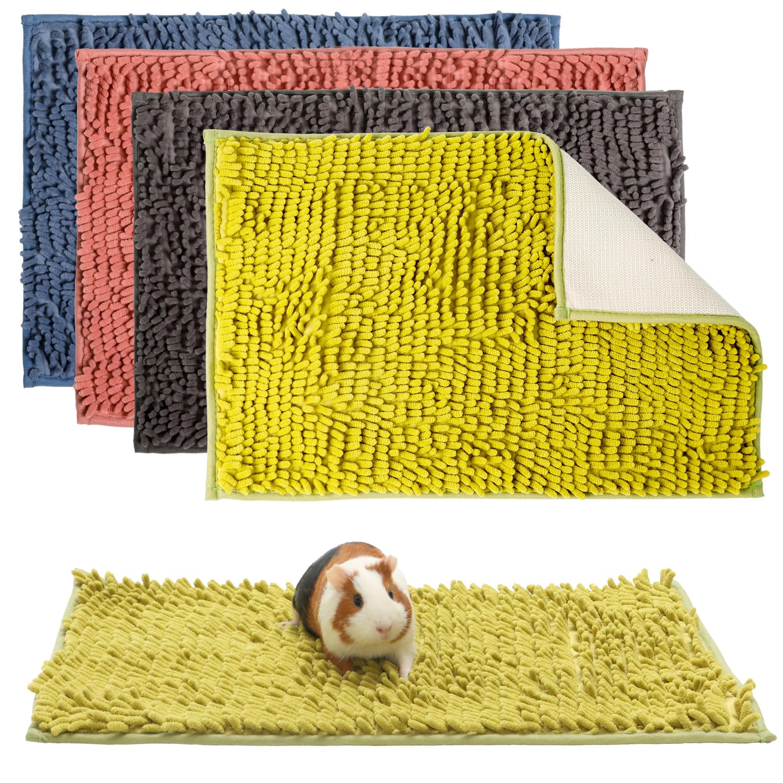 Oncpcare 4 Pack Rabbit Washable Pee Pads Reusable Guinea Pig Chenille Bed Training Pad Small Animal Sleeping Bedding Mat For Bunny Fleece Liners For Chinchilla Cage