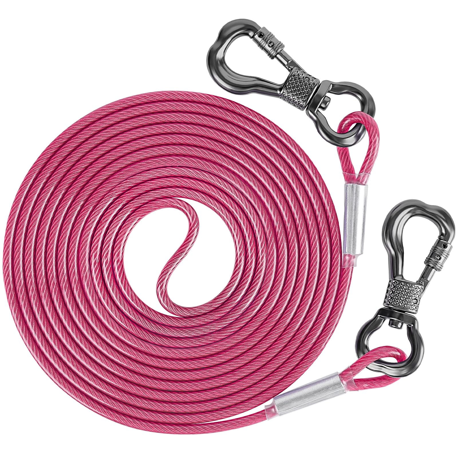 Xiaz Dog Tie Out Cable, 15Ft Dog Lead For Yard, Heavy Duty Chain Line Outside For Small Medium Large Dogs Up To 250 Lbs, Outdoor Dog Runner Tether
