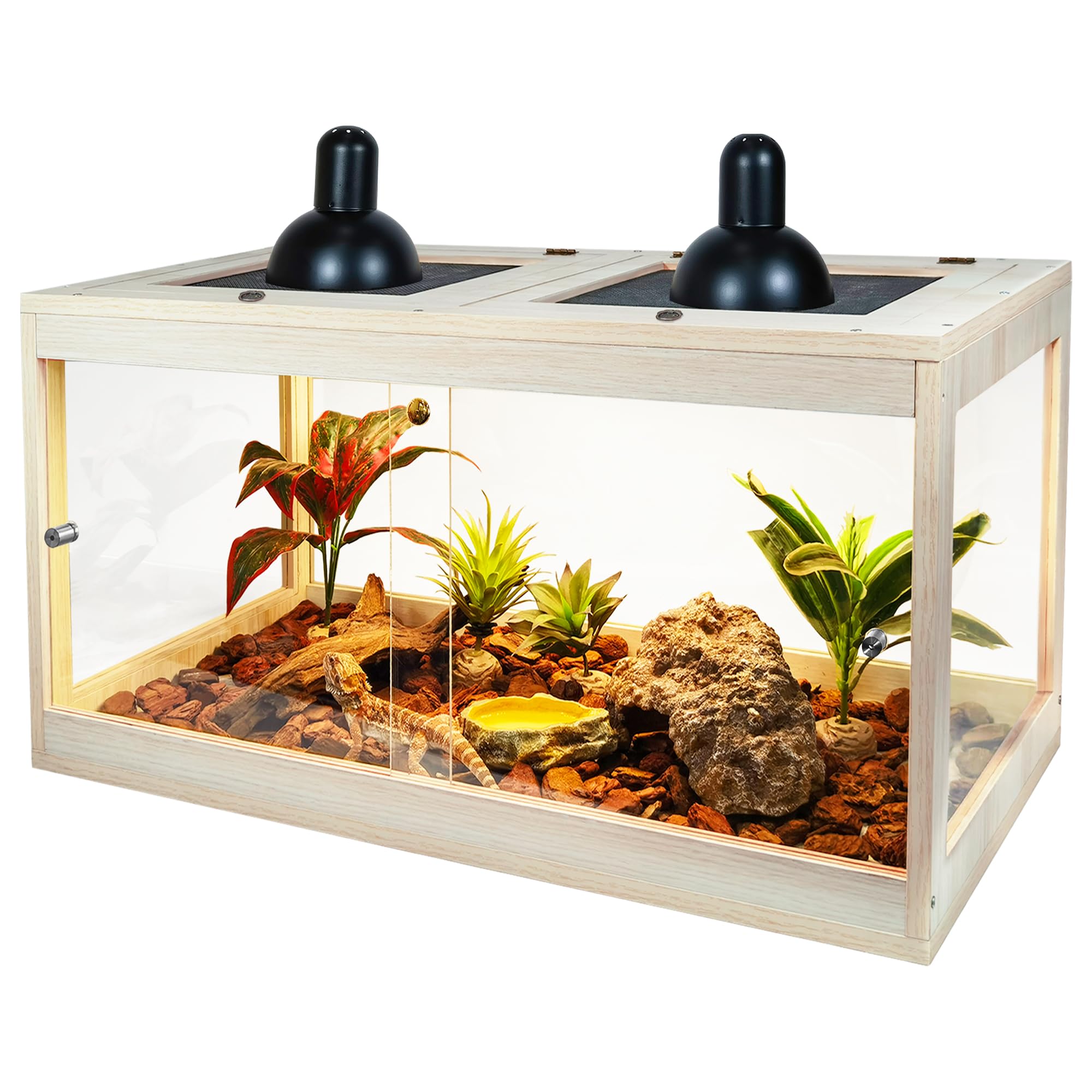 Prolee Bearded Dragon Tank 28 Gallon, Lizard Tank, Reptile Tank With Metal Mesh Roof Door, Snake Tank With Lock Design, 24'' Lon