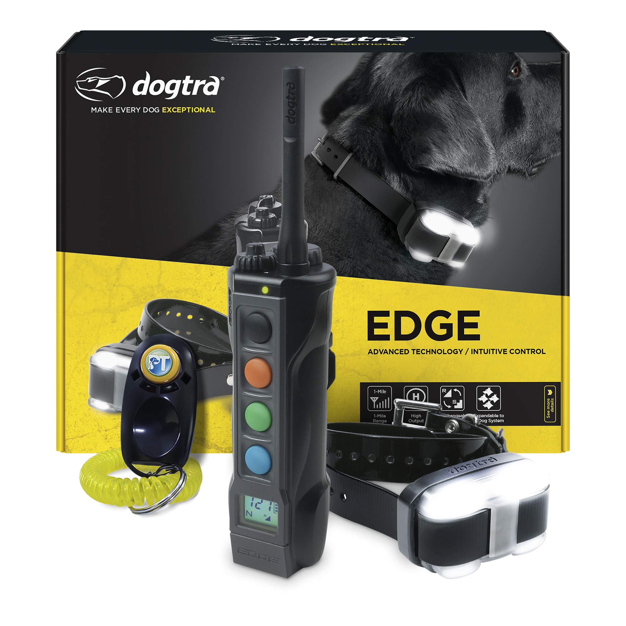 Dogtra Edge Electronic Dog Training Collar With Remote For Large And Medium Dogs 35+ Lbs - Up To 1-Mile Range, Vibration, 127 St