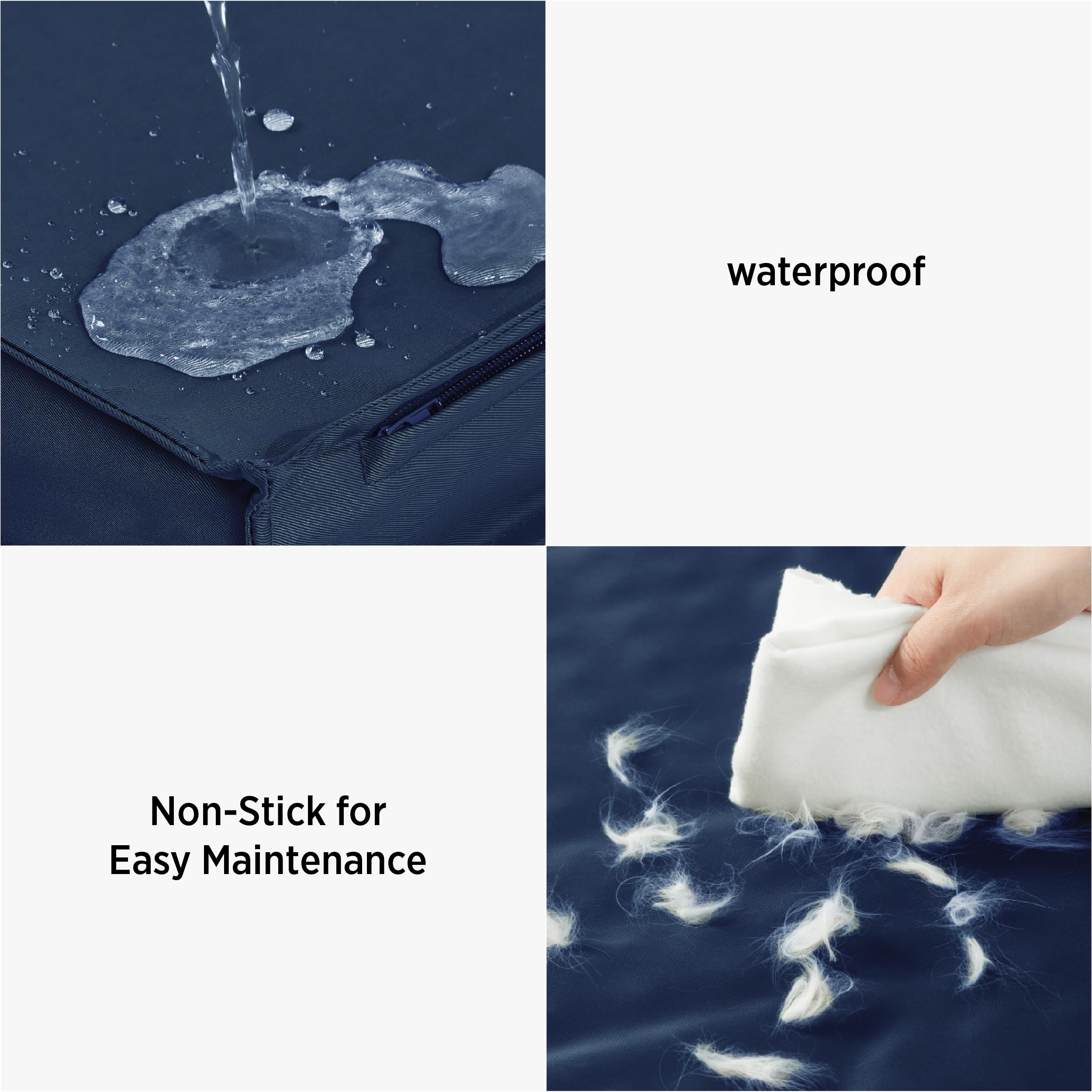 Lesure Water-Resistant Dog Bed Cover - Medium Washable Replacement Cover For Pet Mat 30X20X3 Inches, Navy