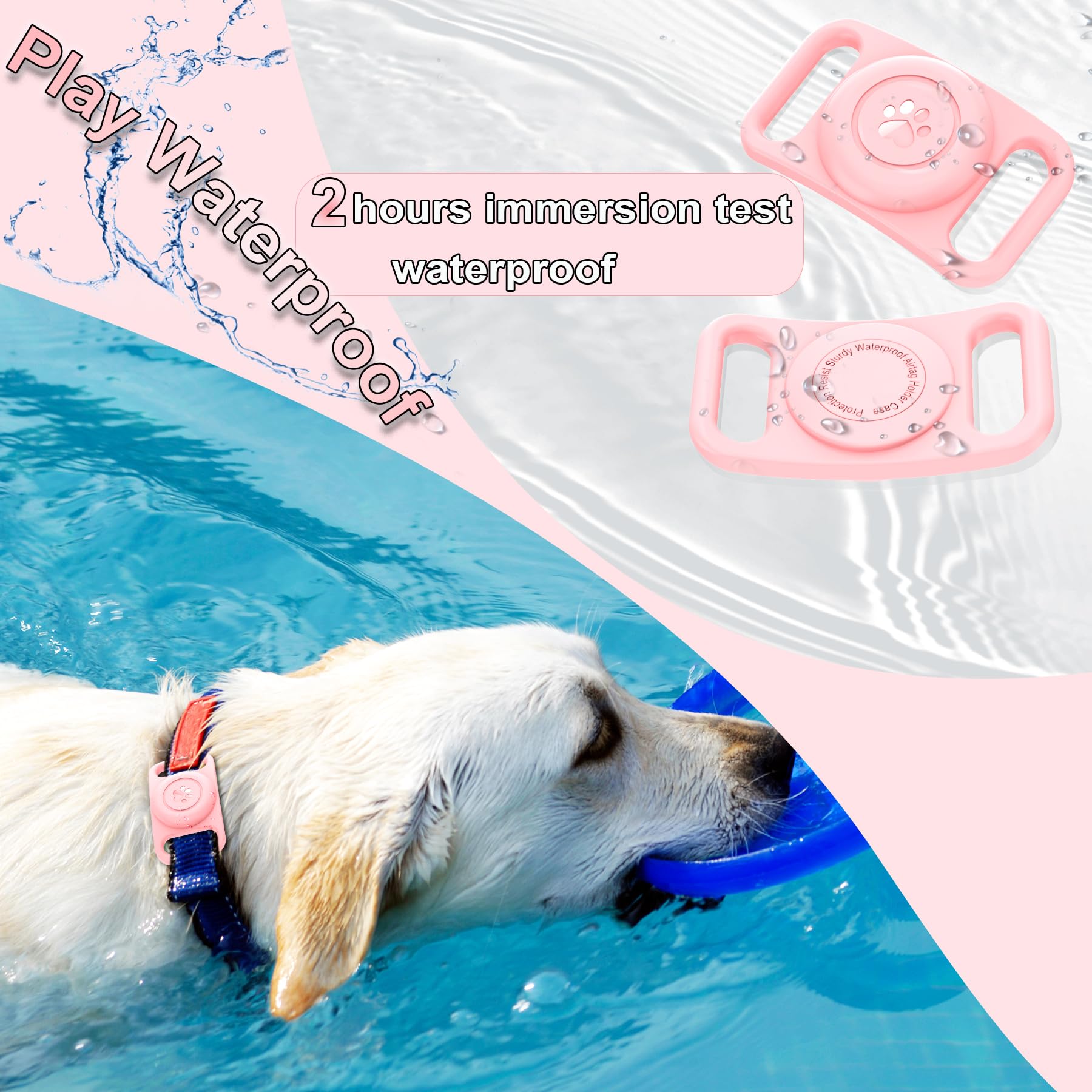 Airtag Dog Collar Holder [2 Pack], Waterproof Apple Airtag Case, Full-Body Silicone Protection, Anti-Lost Protective Airtag Hold
