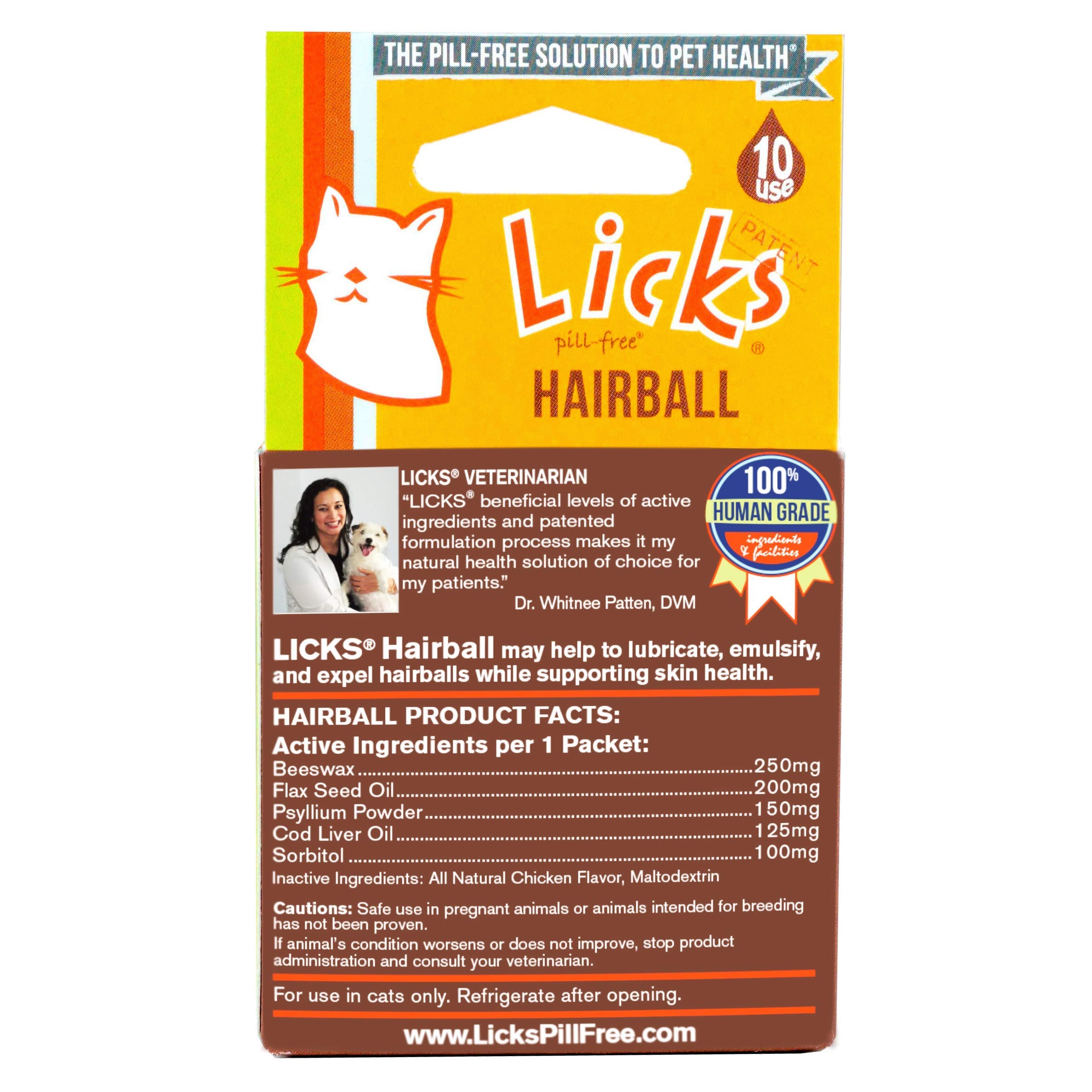 Licks - Hairball Remedy for Cats - Cat Hairball Treatment Containing Flax Seed Oil, Cod Liver Oil, and Sorbitol - LiquiPaks - 10