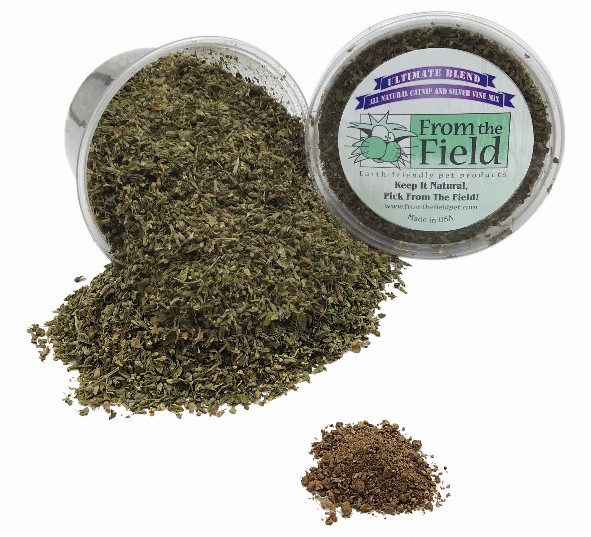 From The Field | Ultimate Blend Catnip & Silver Vine | Premium Usa-Grown Catnip For Toys & Playtime | Fresh, Potent, Non-Toxic, Eco-Friendly | Safe For Kittens & Cats | Resealable 2 Oz Tub