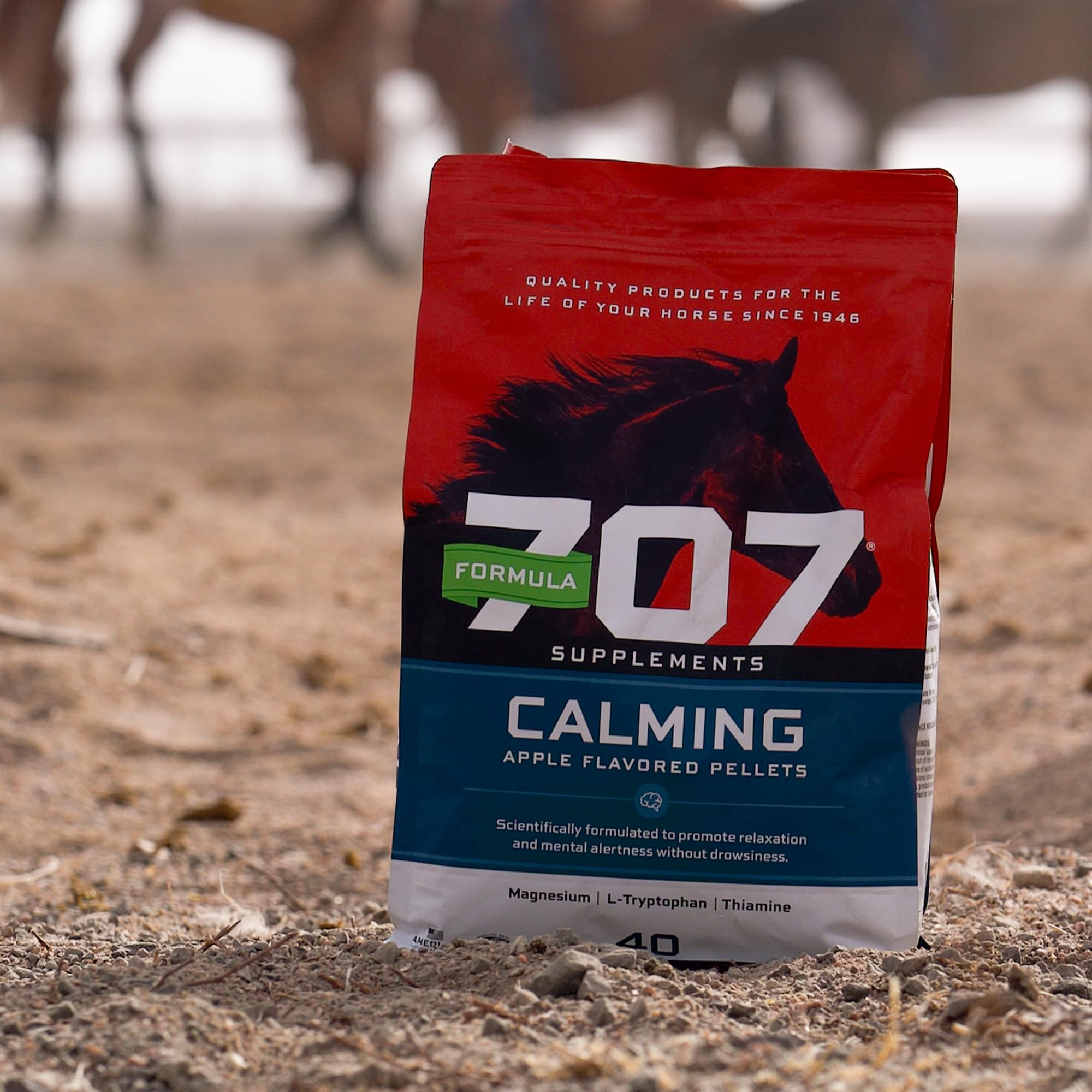 Formula 707 Calming Equine Supplement - 10 lb Bag, 80 Servings - Anxiety Relief with L-Tryptophan, Thiamine & Magnesium