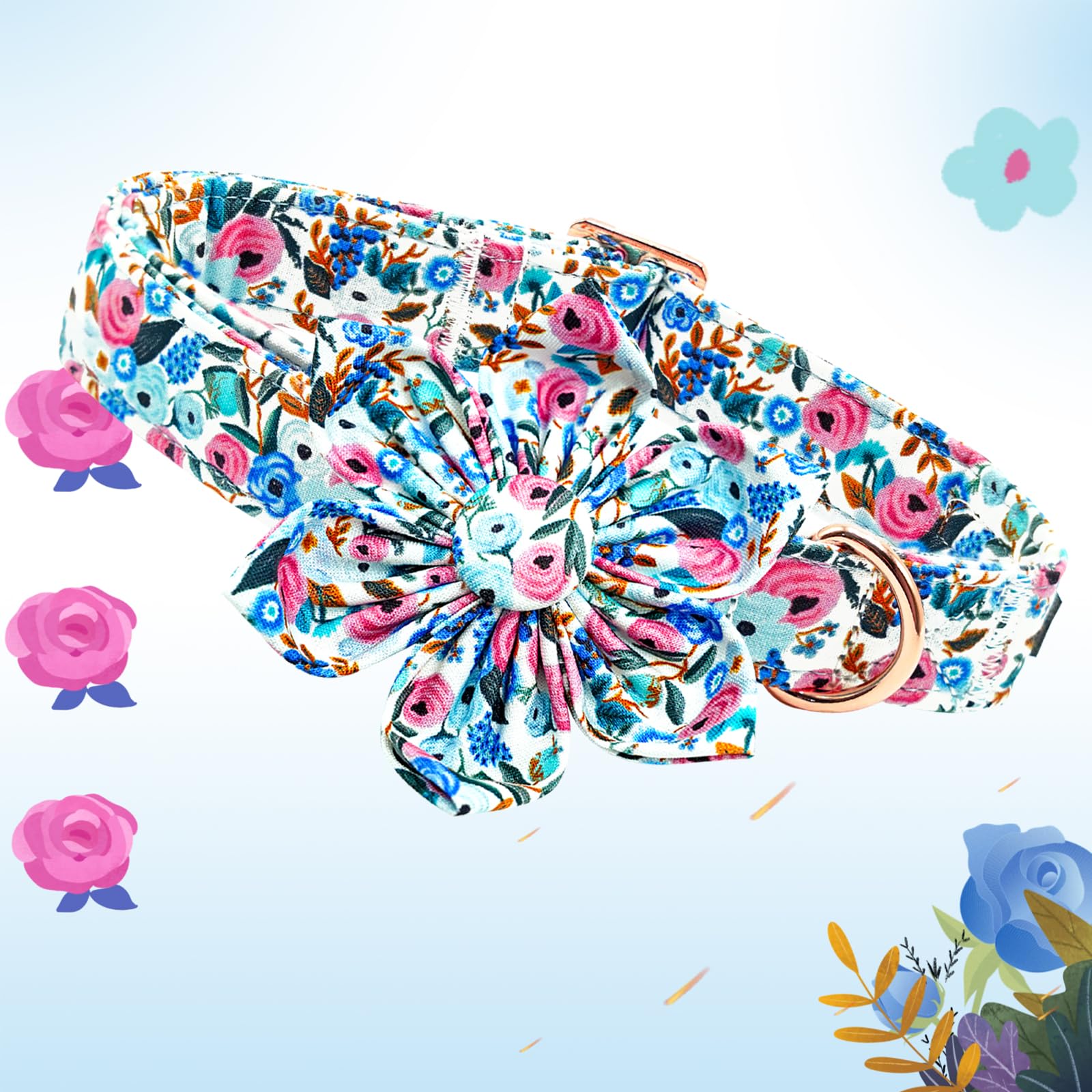 Lionheart Glory Floral Dog Collar with Flowers - Soft, Durable & Adjustable for Small Dogs