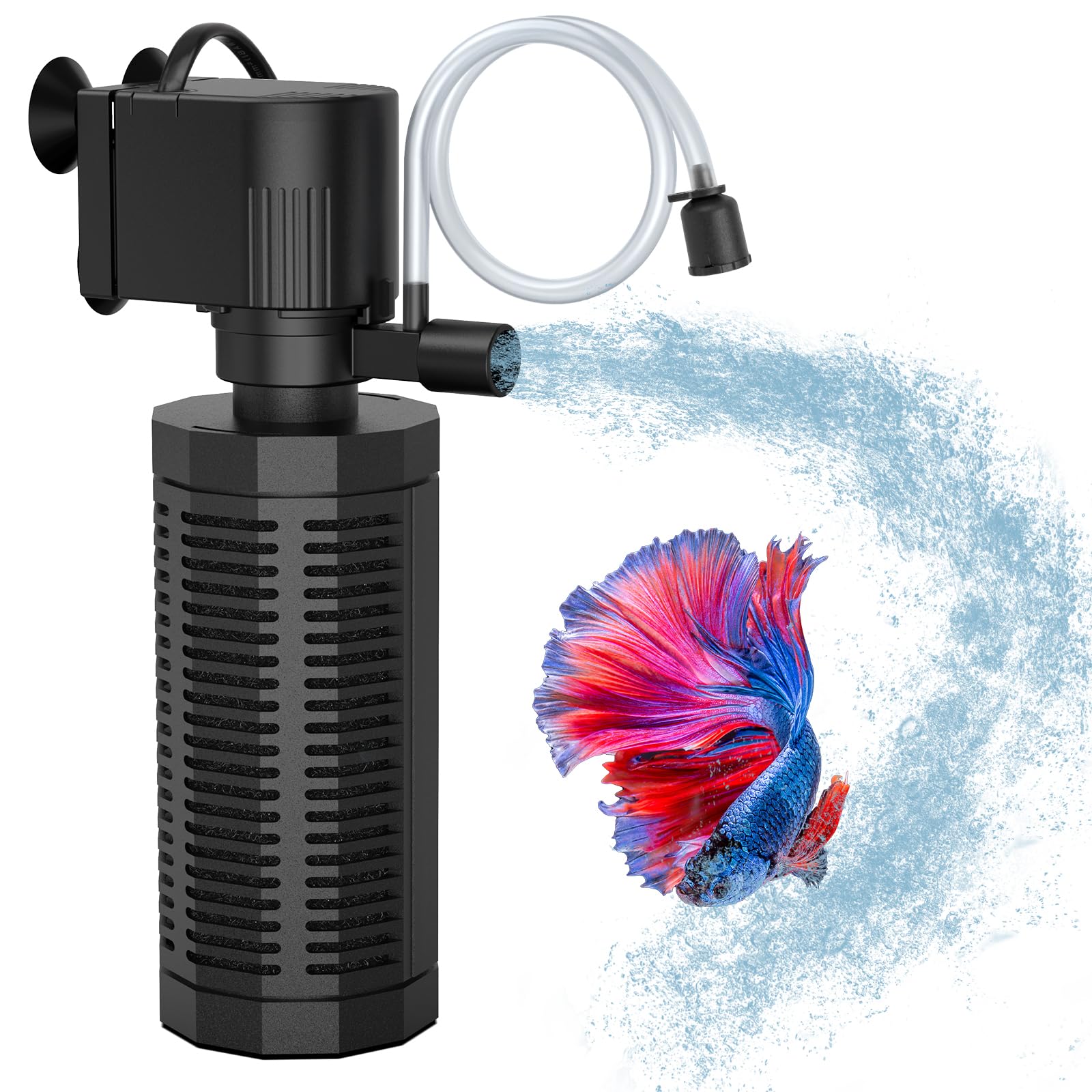 Oqttneo Aquarium Internal Filter For 20-50 Gallons, Ultra-Quiet Fish Tank Filter Biochemical Filtration 320Gph Powerful Pump Sub