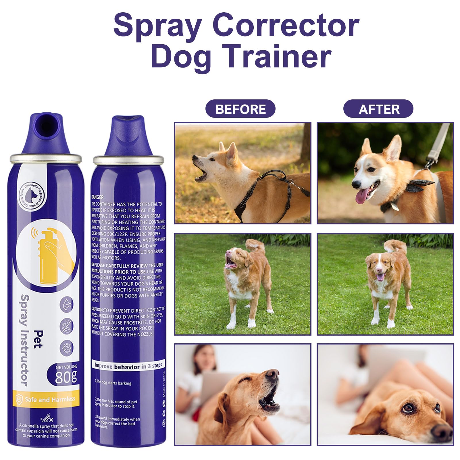 Kdszjdv Corrector Spray Dog Trainer 2 Pack 80Ml Dog Corrector Spray To Dogs From Stopping Unwanted Behaviors Pet Trainer Spray,