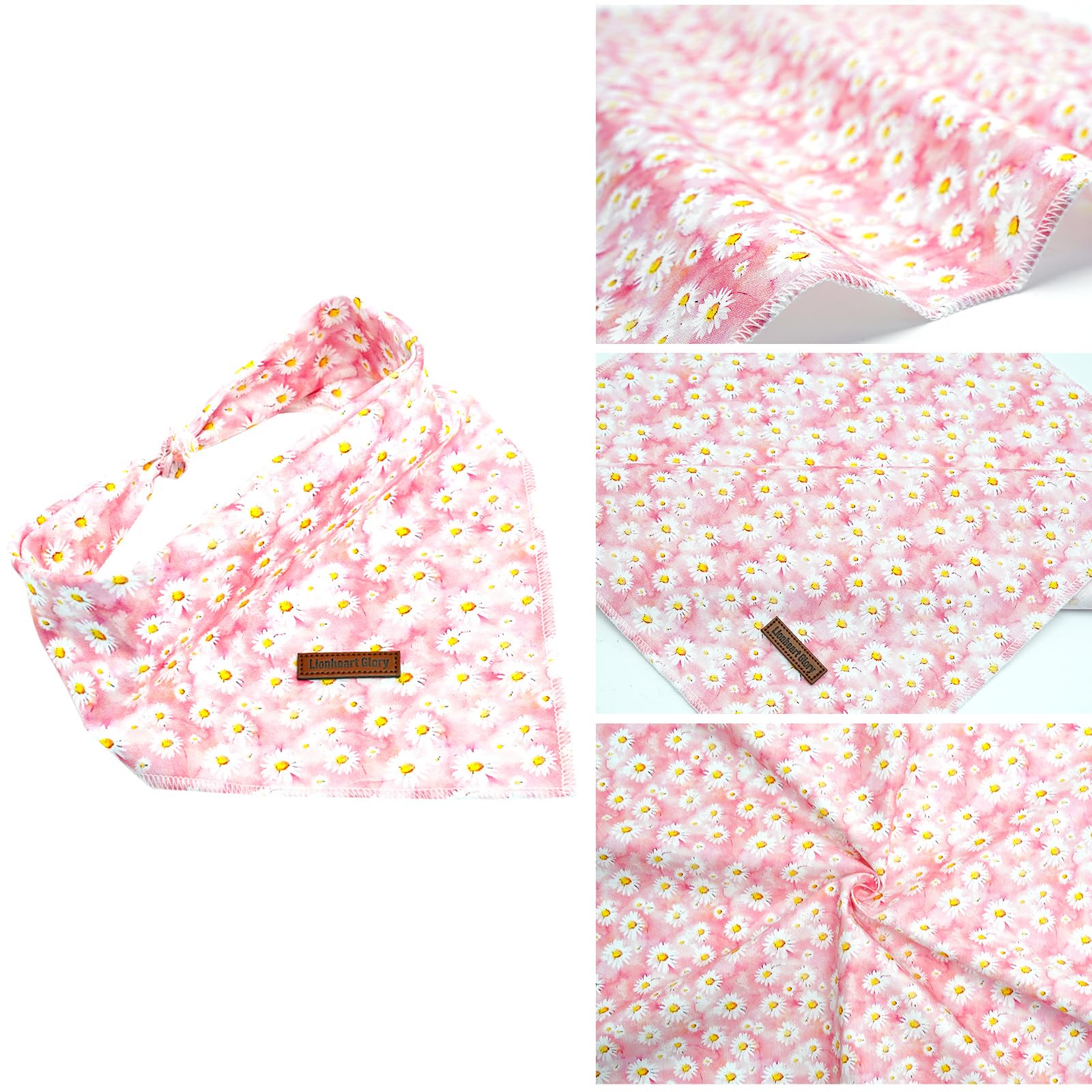 Lionheart Glory Dog Bandana - Square Adjustable Florals Dog Kerchief For Medium & Large Dogs, Soft Washable Comfortable Scarf, P