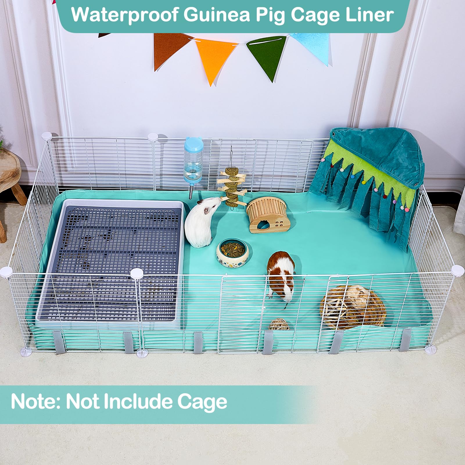 Guinea Pig Cage Liner, Waterproof Liner for Guinea Pigs, Guinea Pig Bedding with Tarp Bottom for C&C Grids, Cage Liners for Guin