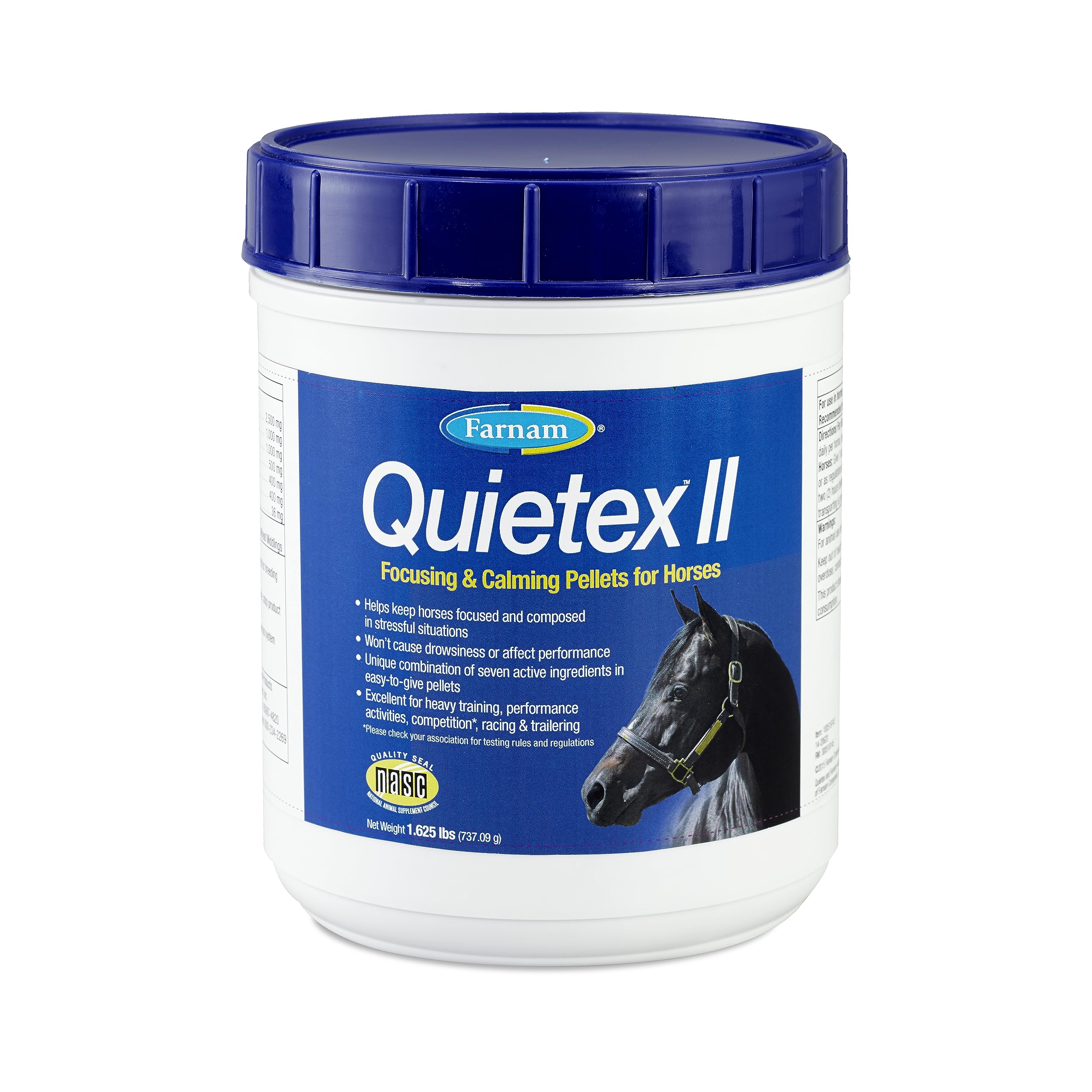 Farnam Quietex II Horse Calming Supplement Pellets, Helps Manage Nervous Behavior And Keep Horses Calm & Composed In Stressful S