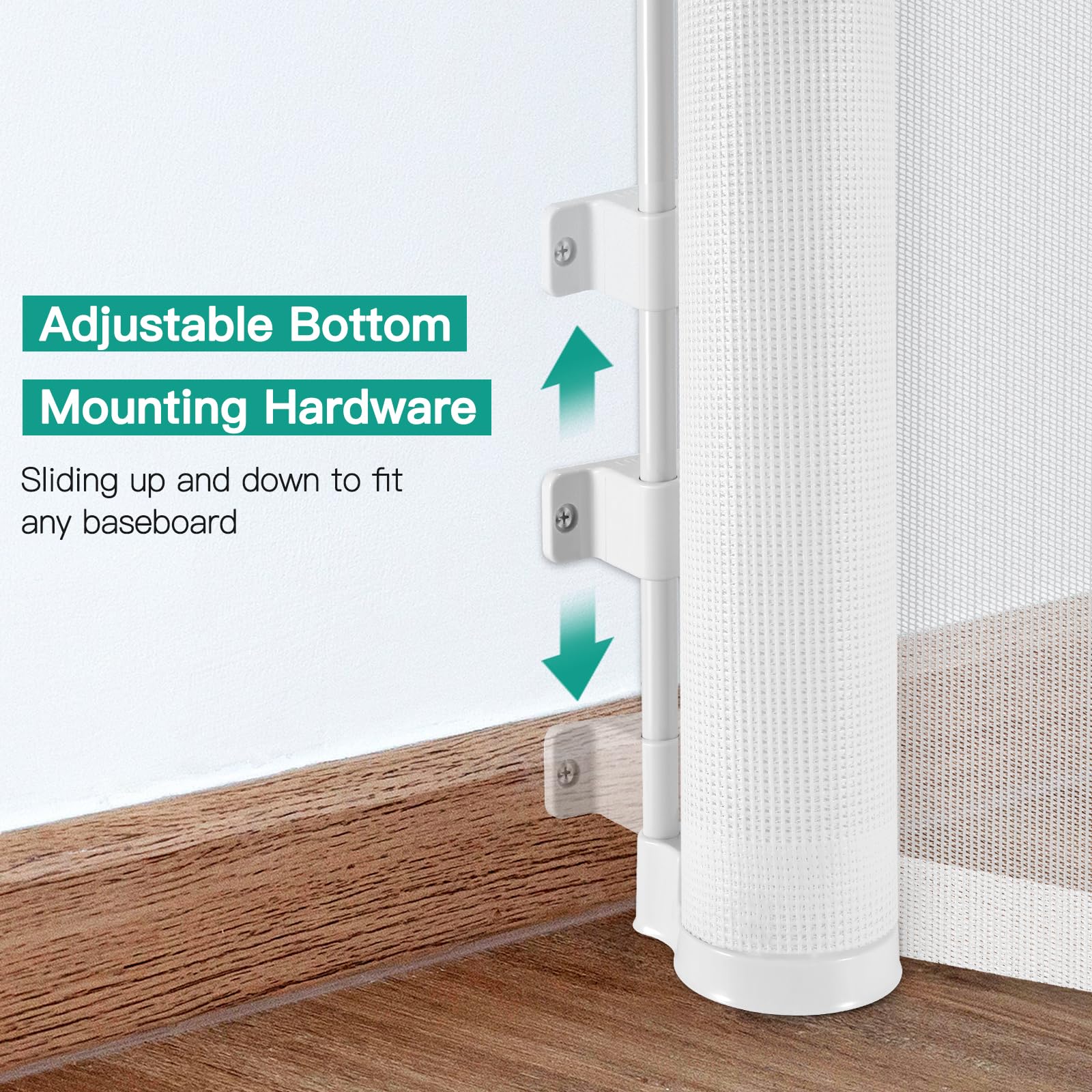 20 Inch Tall x 80 Inch Extra Wide Retractable Dog Gate for Large Openings, Easily Step Over Pet Gate, Short Dog Gate for Doorway