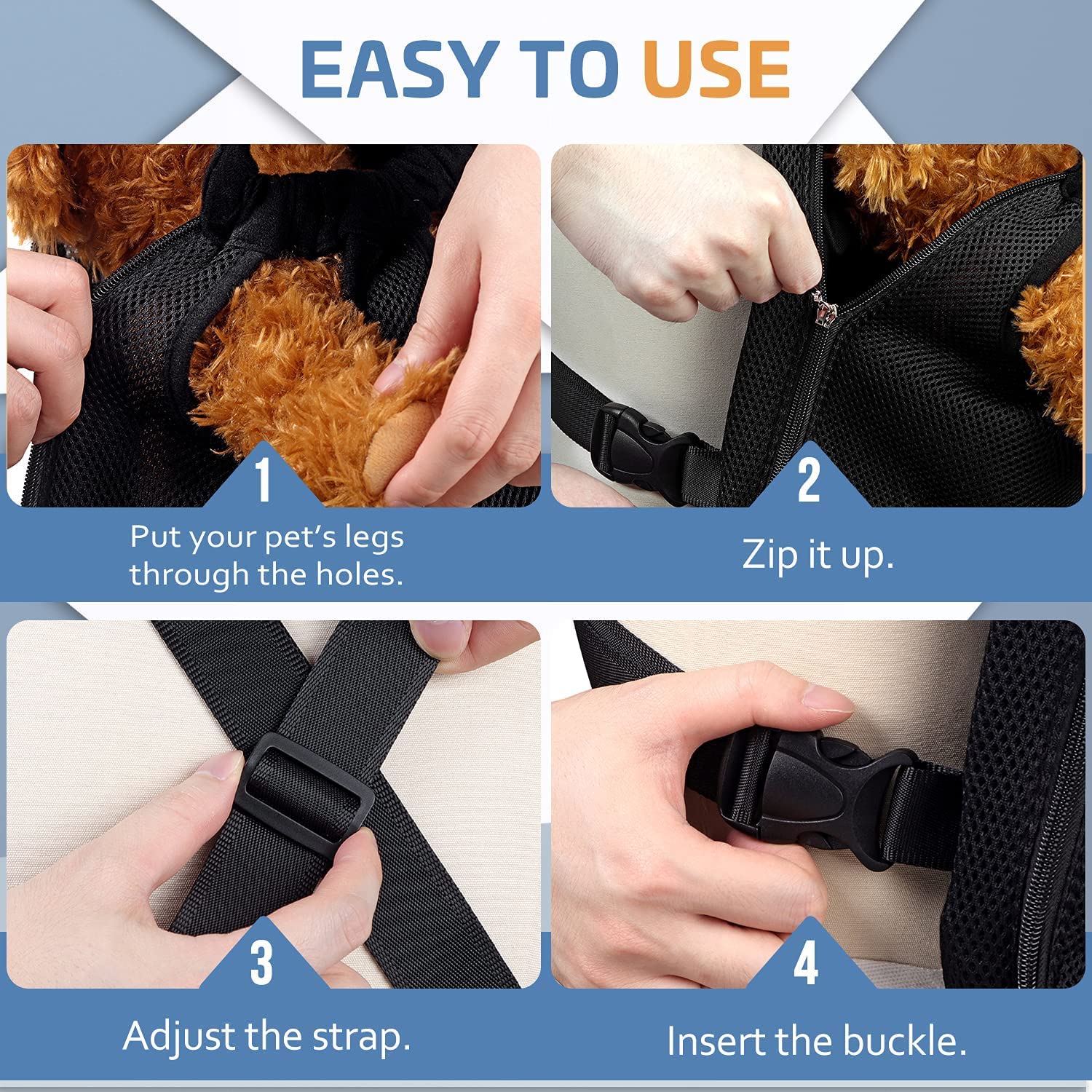 Yudodo Pet Dog Carrier Backpack Adjustable Dog Front Carrier, Legs Out Easy-Fit Dog Travel Backpack Carrier For Hiking Camping For Small Medium Dogs Cats And Rabbits (Small, Pink)