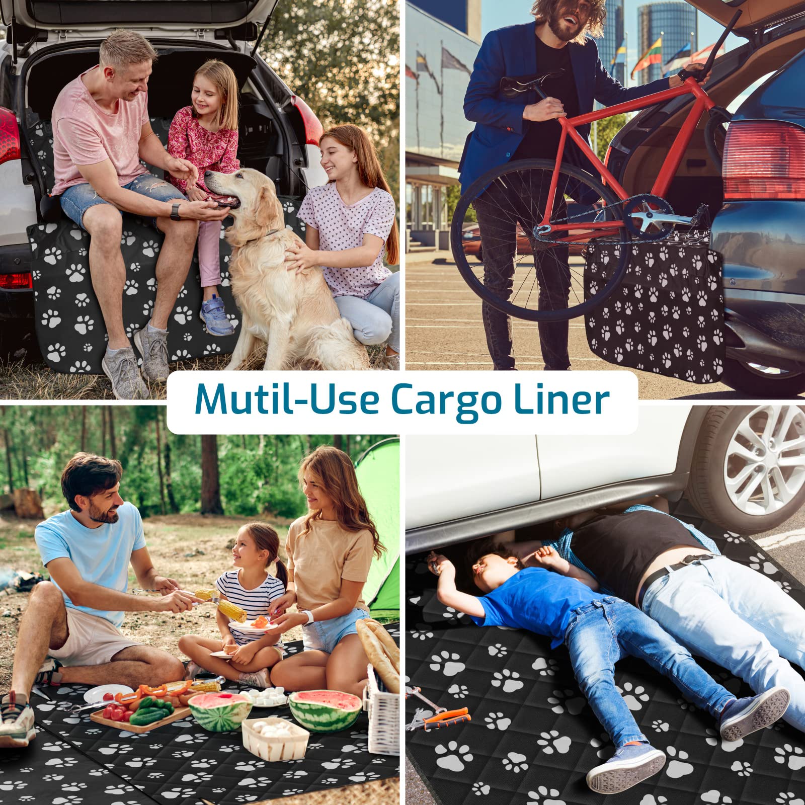 Veckle Cargo Liner, Upgraded Extra Large SUV Cargo Liner for Dogs Waterproof Scratchproof Cargo Cover for SUVs Sedans Vans with