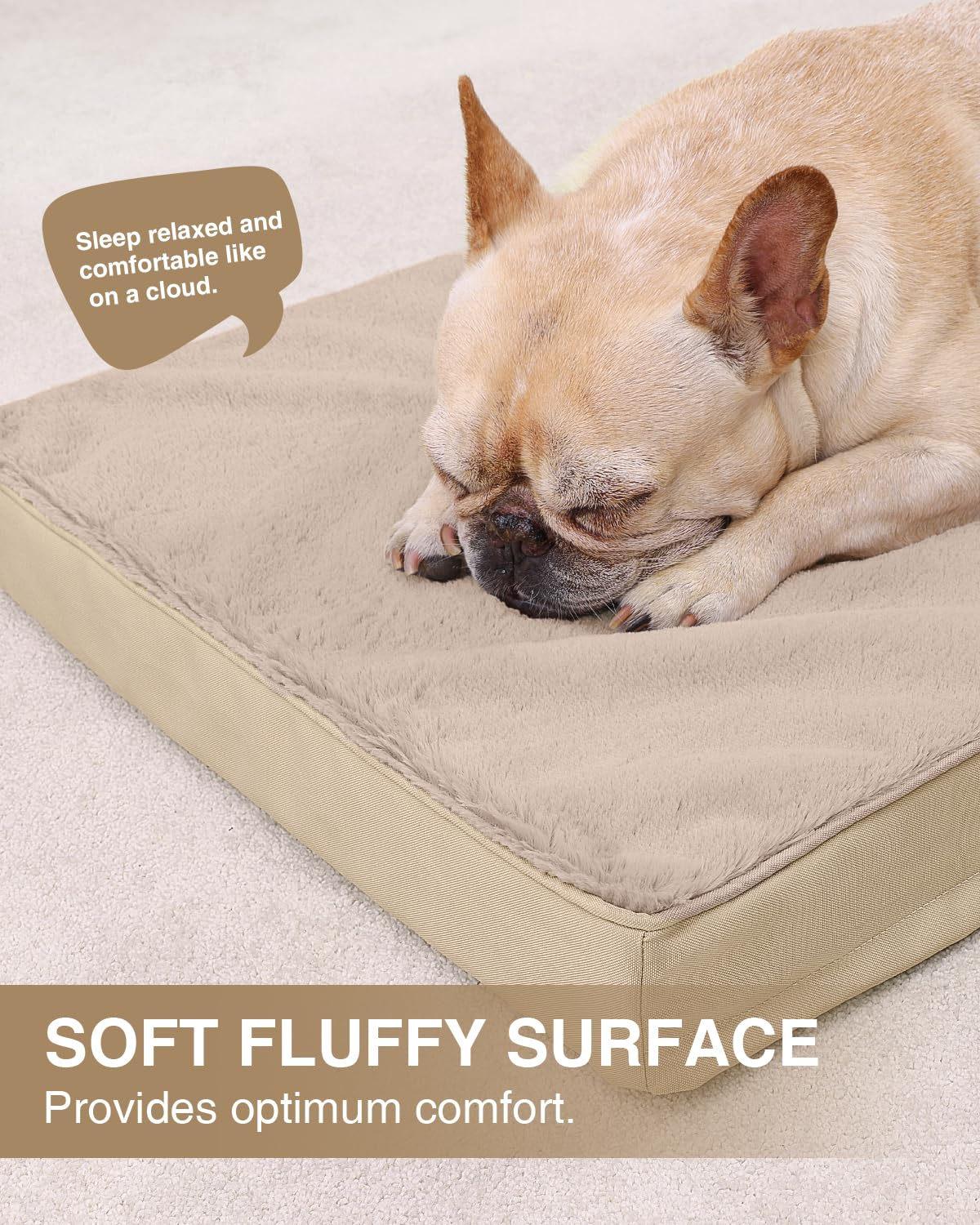 KSIIA Orthopedic Dog Bed Crate Waterproof Pet Mats for Medium Dogs Deluxe Plush Washable Pet Bed with Egg Crate Foam & Removable