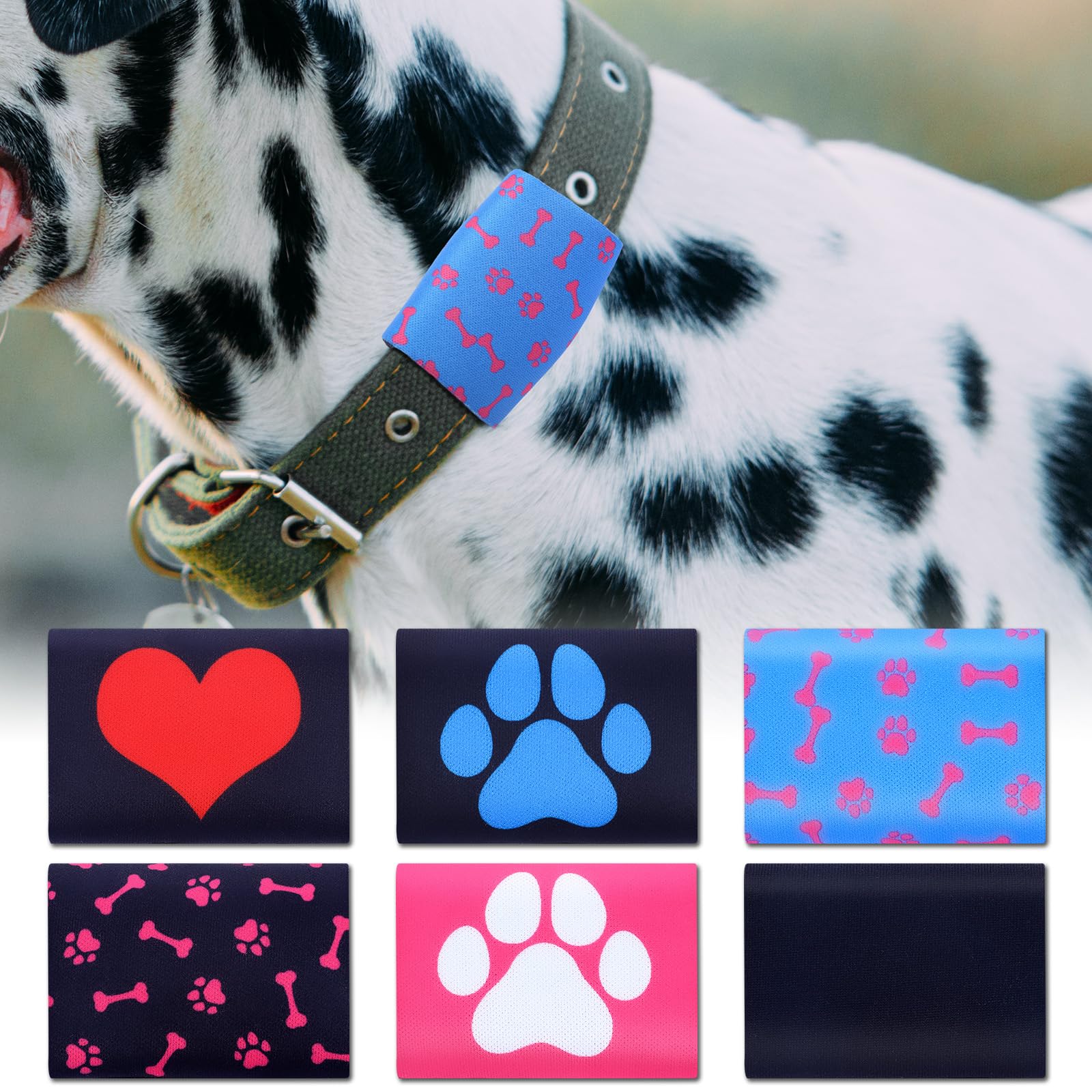 Clysee 6 Pcs Dog Tag Silencer Dog Tag Cover Portable Pet ID Soundless Silencer Bag Quiet Bag Protector for Pet Collar, 6 Styles(