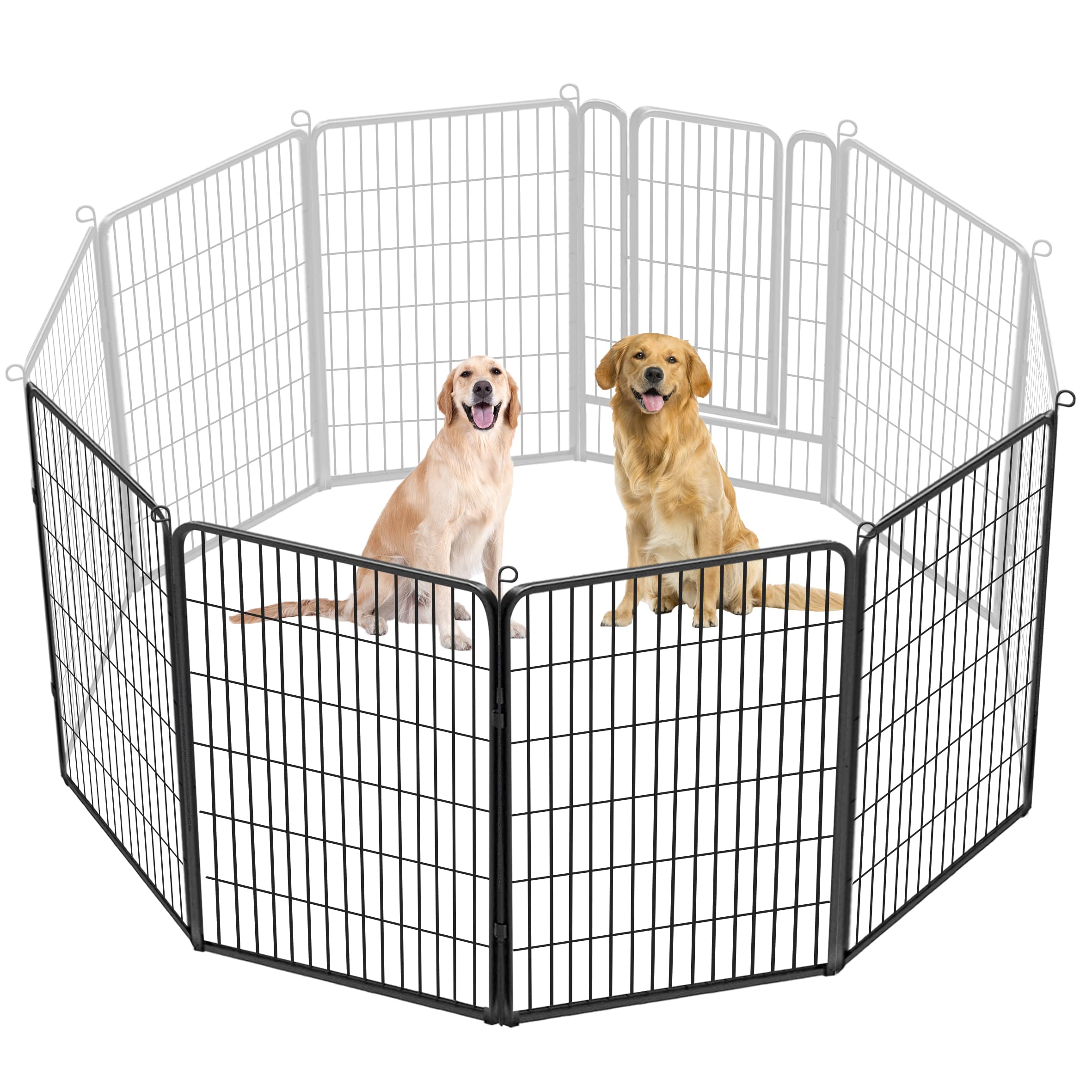 Jhsomdr Dog Playpen, 40 Inch Height 4 Panels Heavy Duty Dog Fence Pet Playpen With Door, Anti-Rust Dog Exercise Pen With Lock, P