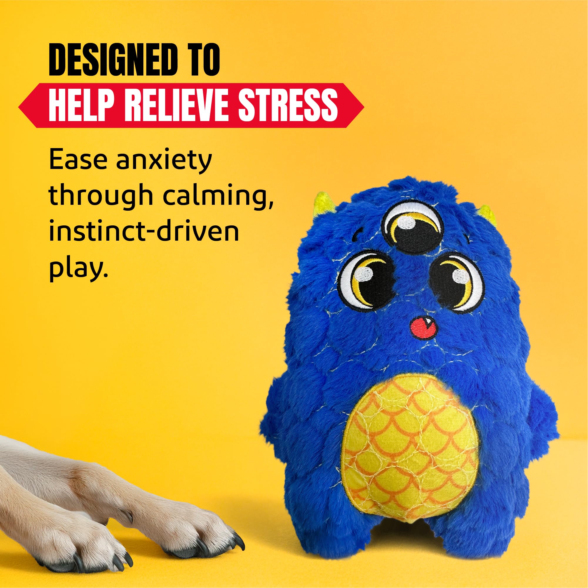 Bite Force - Durable & Strong Dog Toy Blue Furocious Frank Monster with Squeaker, Kevlar-Reinforced Seams for Aggressive chewers