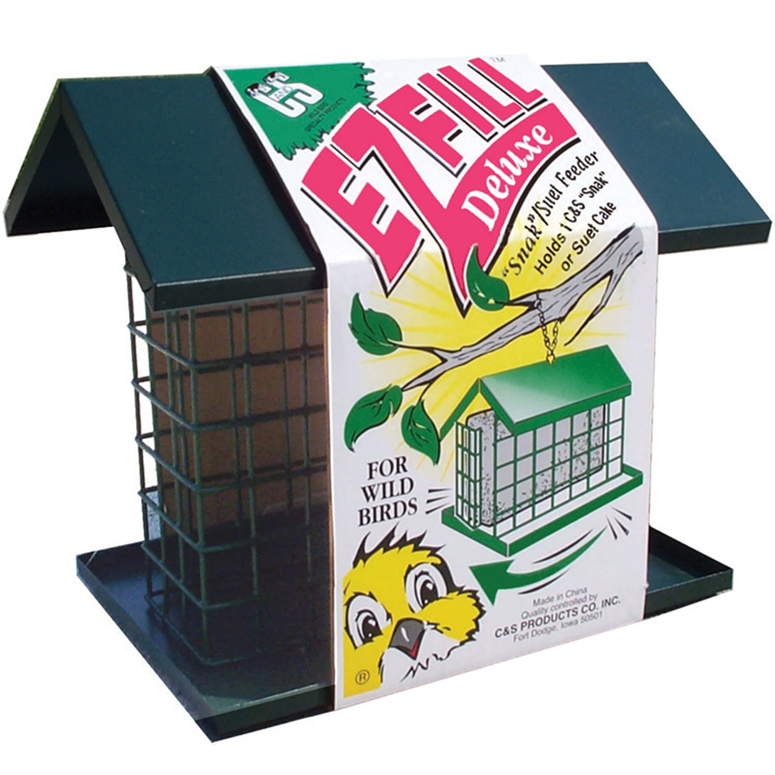 C&S Wild Bird EZ Fill Deluxe Single Snak/Suet Feeder with Roof & Platform