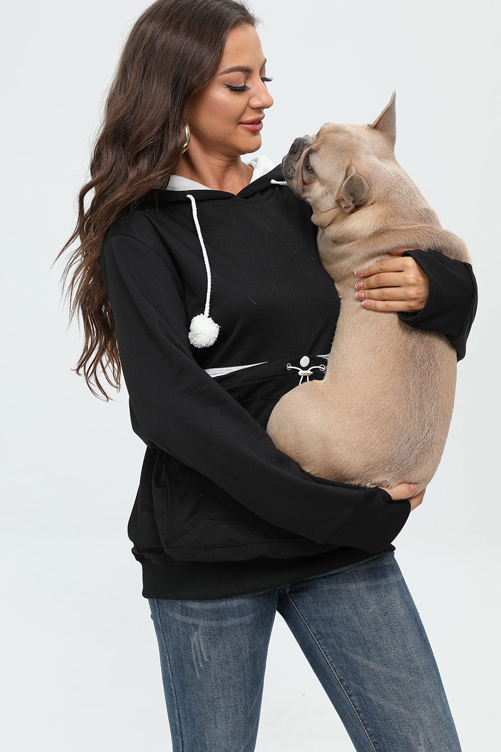 Bombaxceiba Hoodie Pet Holder Cat Dog Large Pouch Pocket Carriers Pullover With Cat Print Sweatshirt Unisex Kangaroo Pocket Smal