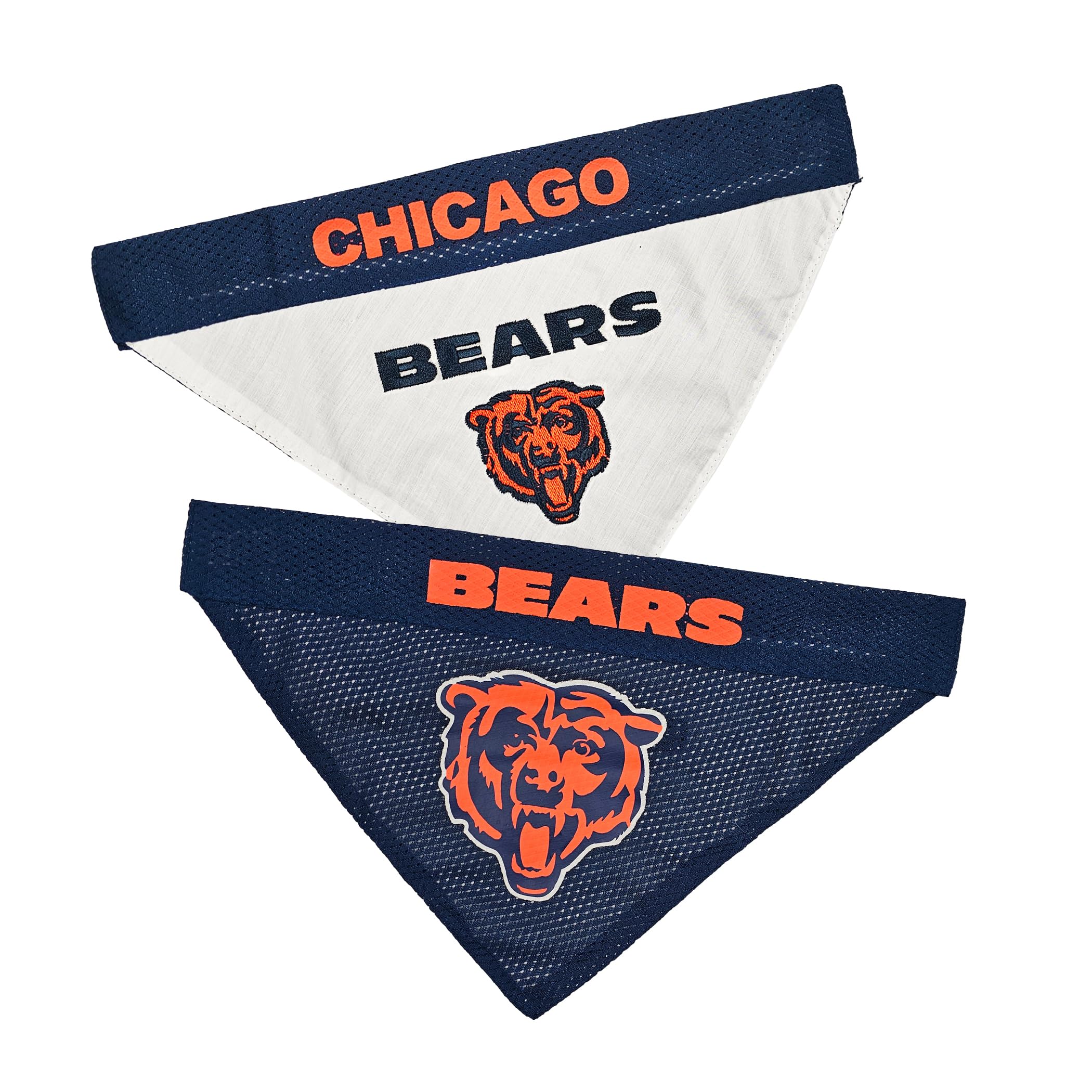Pets First NFL DOG BANDANA - CHICAGO BEARS REVERSIBLE PET BANDANA. 2 Sided Sports Bandana with a PREMIUM Embroidery TEAM LOGO, S