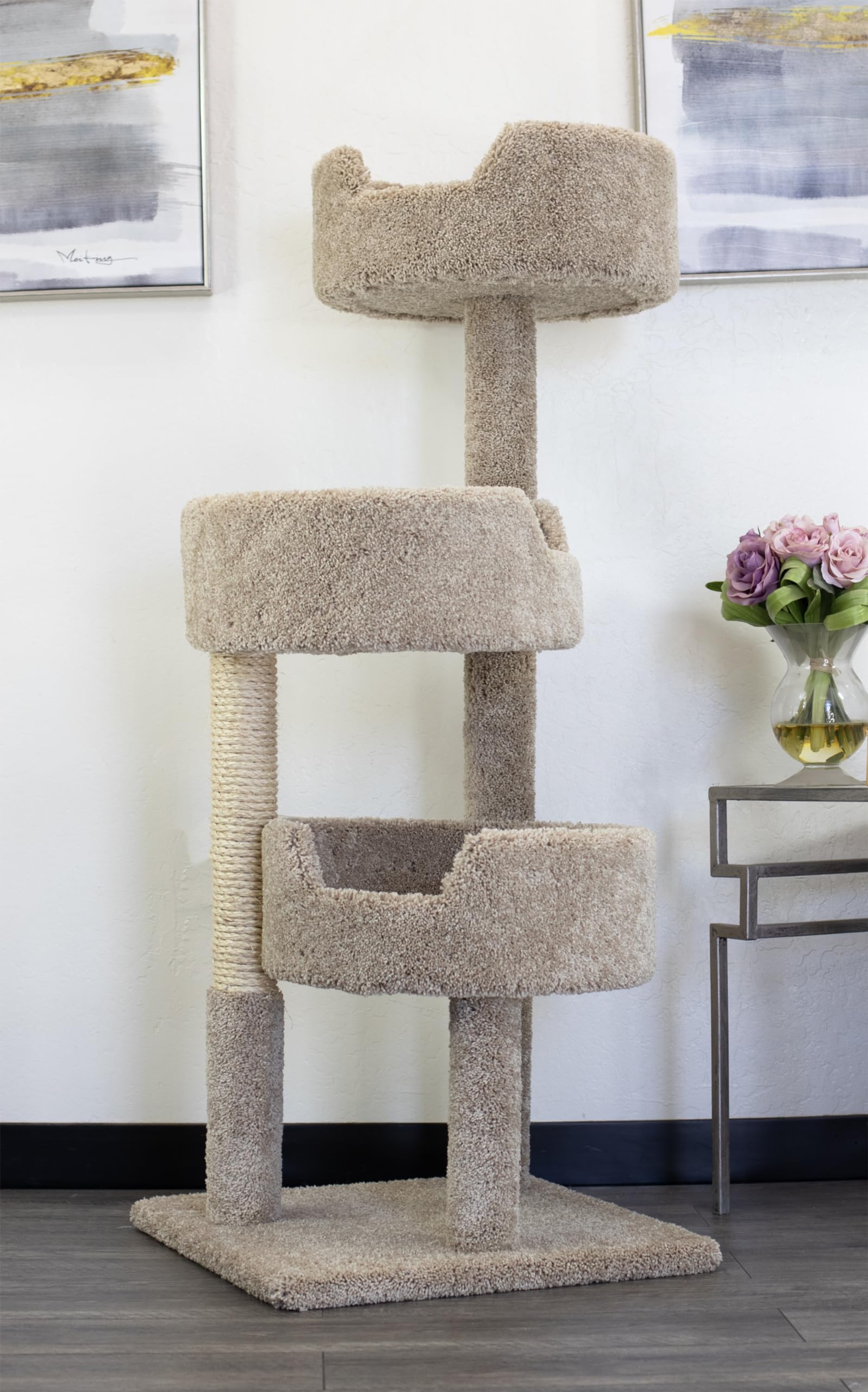 Deluxe Cat Tower With Spacious Cat Perches And Scratching Post For Large Cats