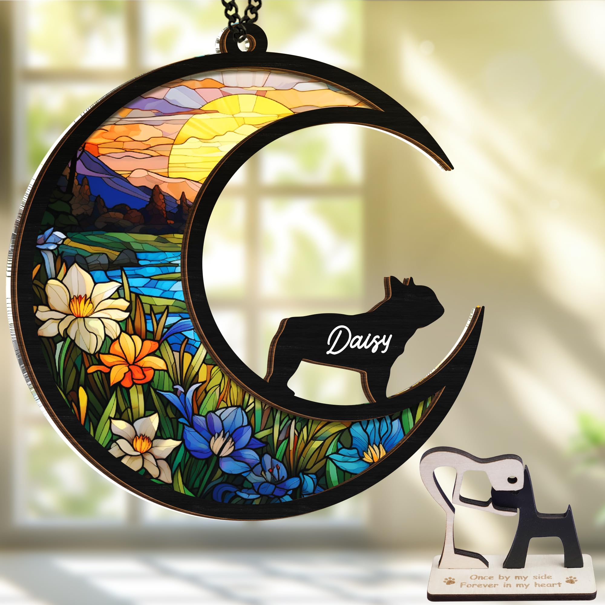 6'' French Bulldog Dog Memorial Suncatcher Personalized Name Dog Breed Pet Ornament Window Car Hanging Sympathy Gift For Loss Of
