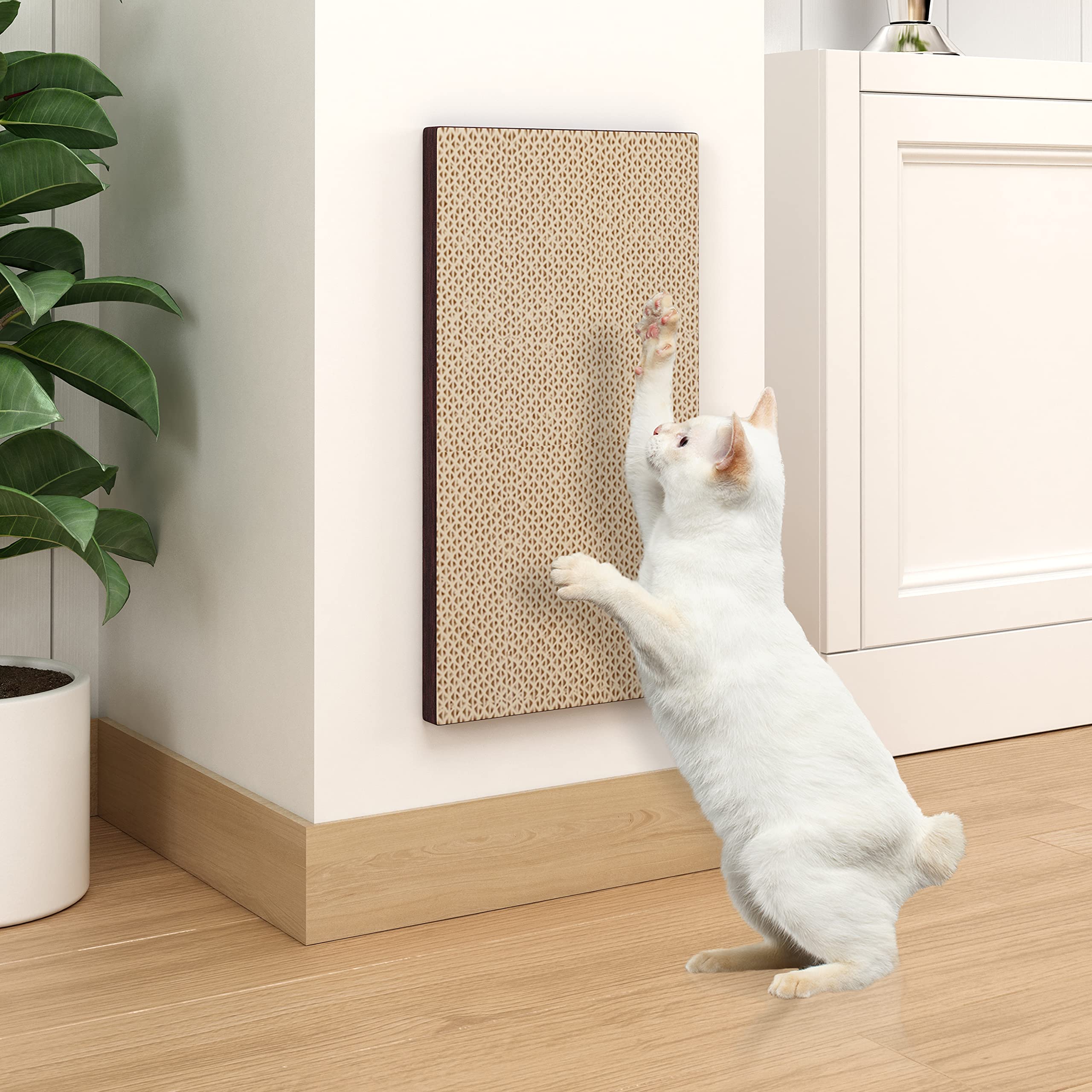 Way Basics Premium Cat Scratcher Wall Mounted Scratch Pad (Free Silvervine Organic Catnip)