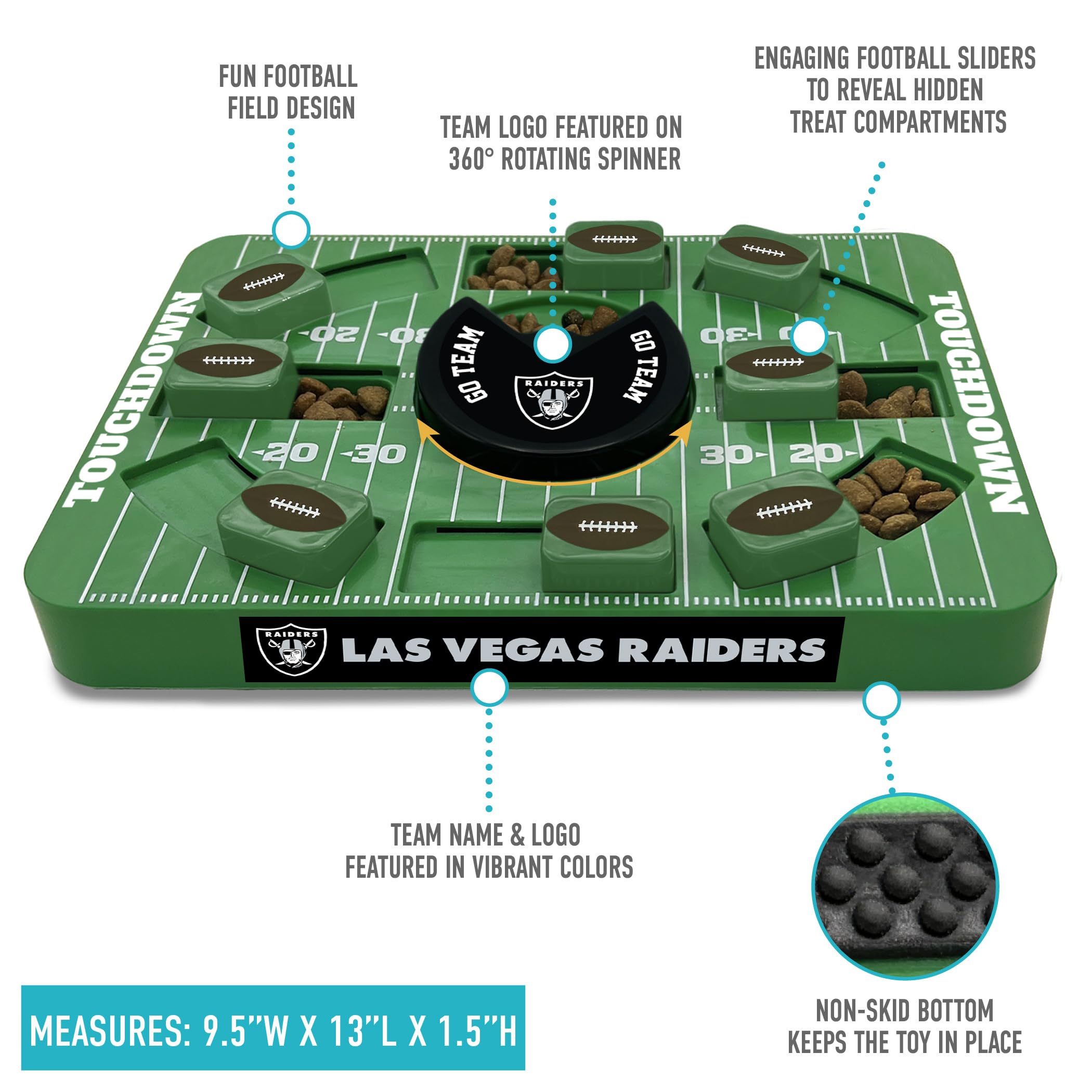 Pets First Nfl Las Vegas Raiders Large Puzzle Toy - New Large Size, Interactive Treat Toy, Dog Slow Feeding Puzzle