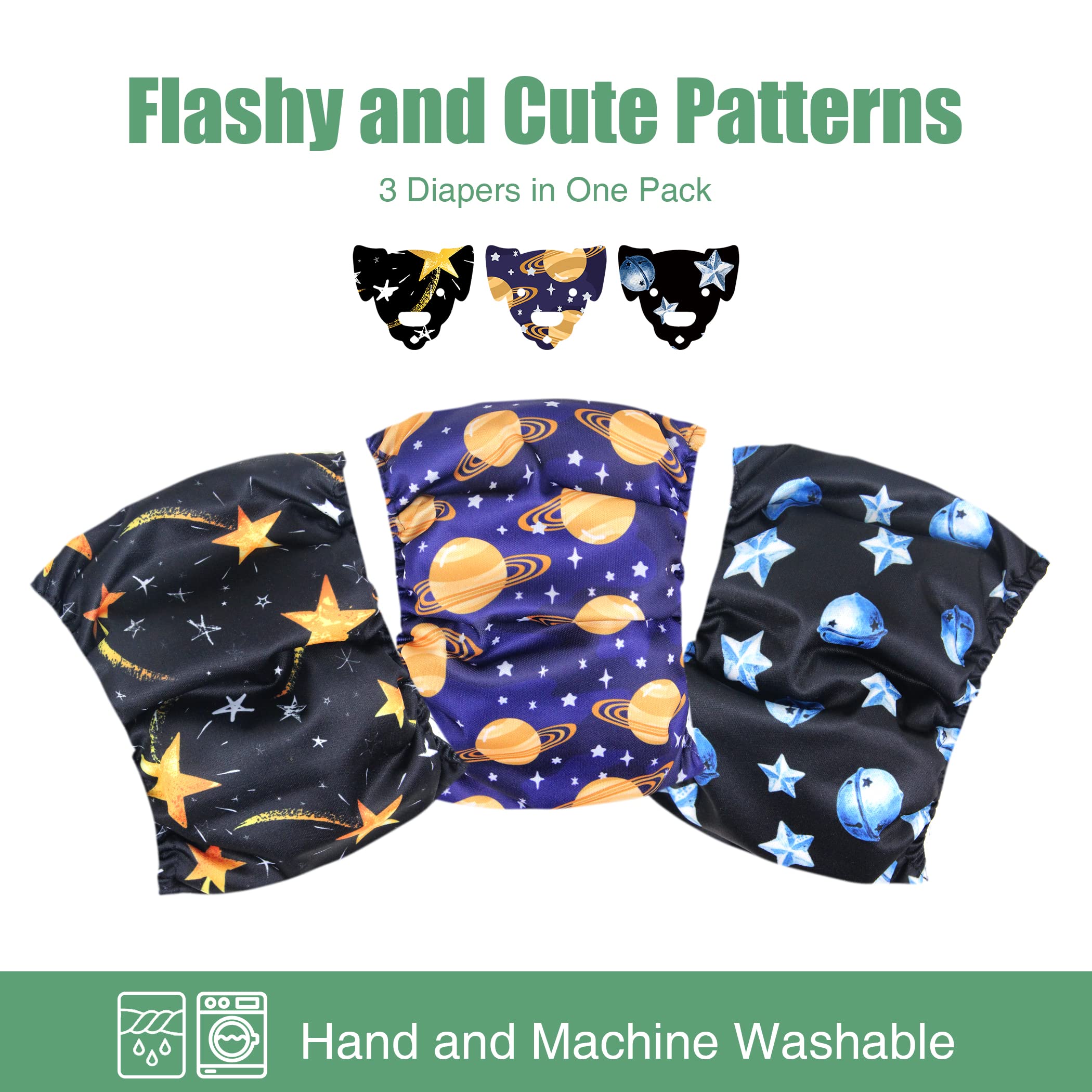 wegreeco Washable Male Dog Diapers (Pack of 3) - Washable Male Dog Belly Wrap (Vast Sky, M)