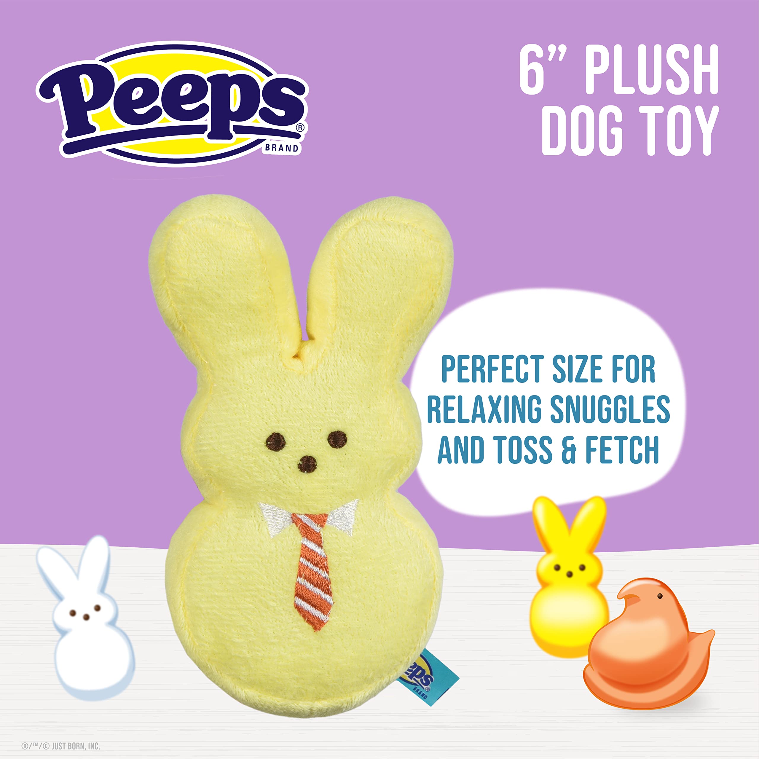 Peeps For Pets Plush Bunny Toy For Dogs, Yellow Mister, Medium | Fun Way To Keep Your Pet Entertained For Hours | Soft, Cute, Cu