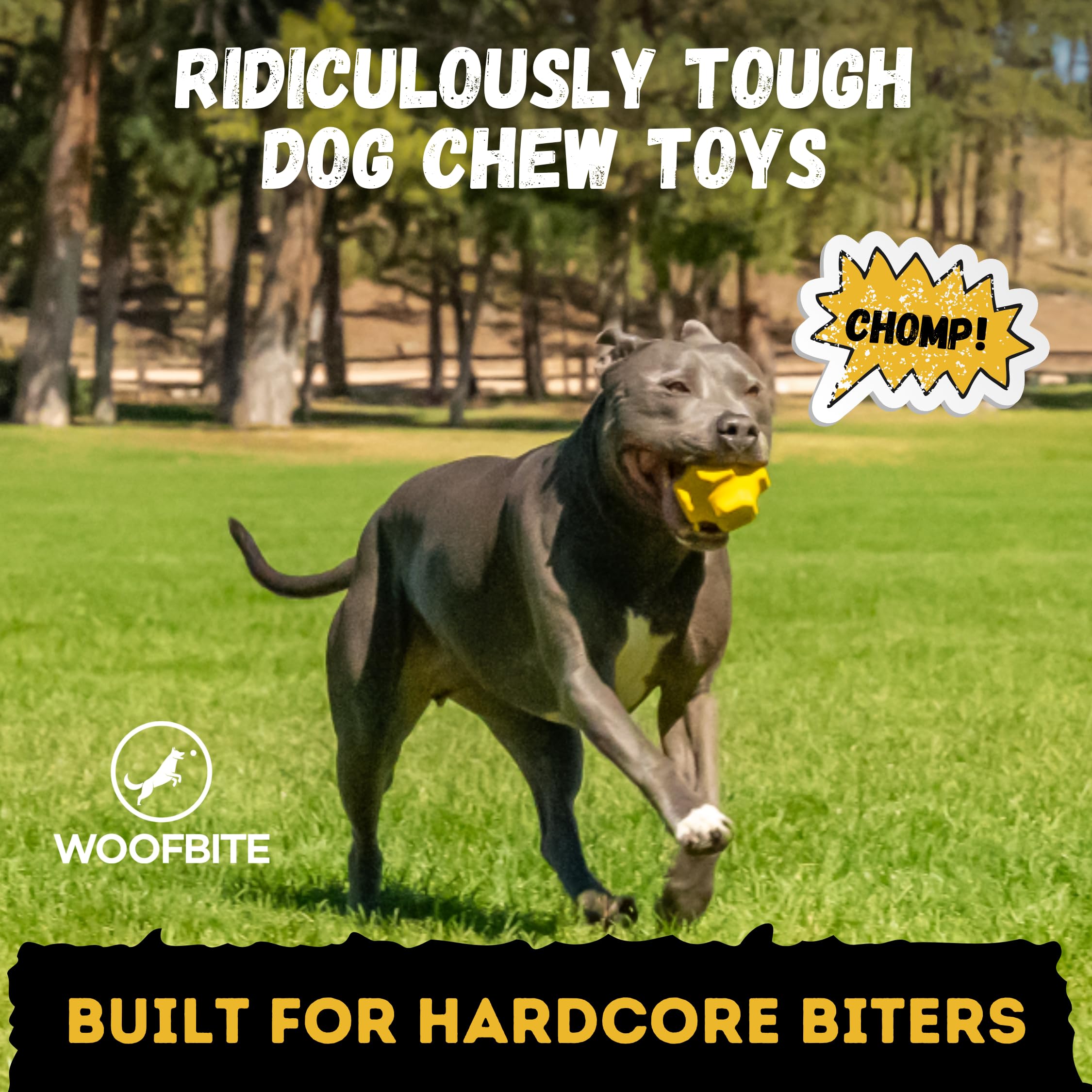 WoofBite Indestructible Jumping Jack Dog Chew Toy - Durable Natural Rubber, Safe for Aggressive Chewers, 4.5” Interactive Fetch Toy