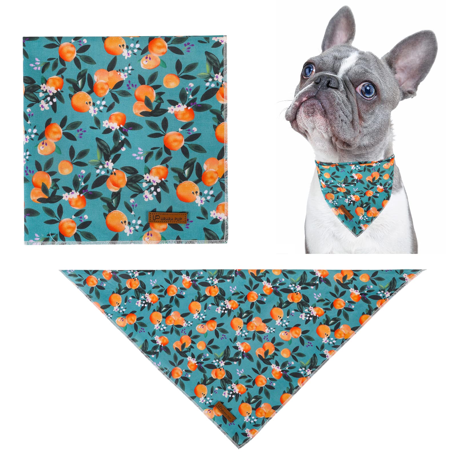 Up Urara Pup Summer Dog Bandana - Comfortable Cotton Triangle Scarf For Puppy, Small Dogs Or Cats - Washable Pet Kerchief, Peach