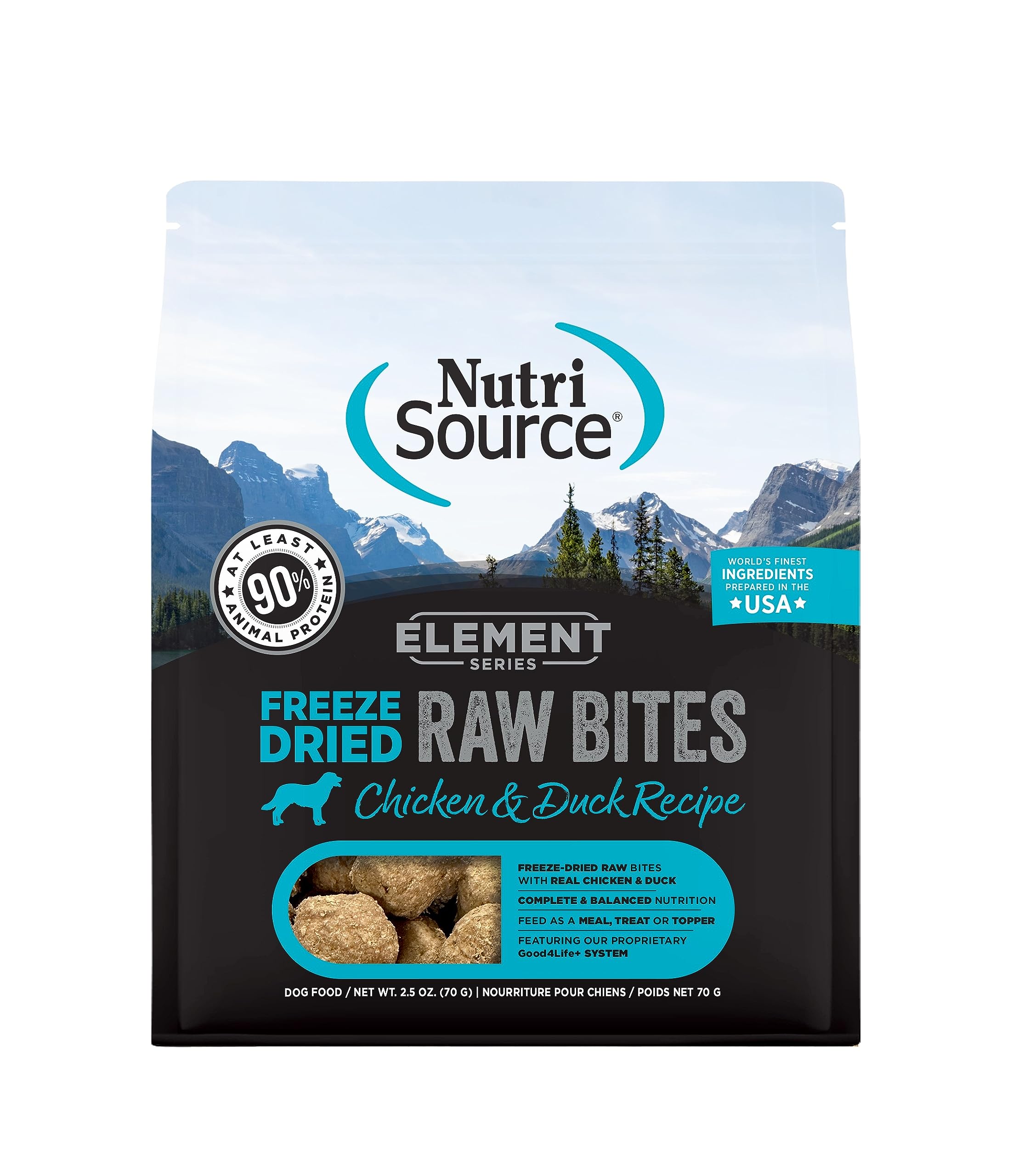 NutriSource Element Series Chicken & Duck Freeze Dried Raw Bites, 2.5 Ounce (Pack of 1)