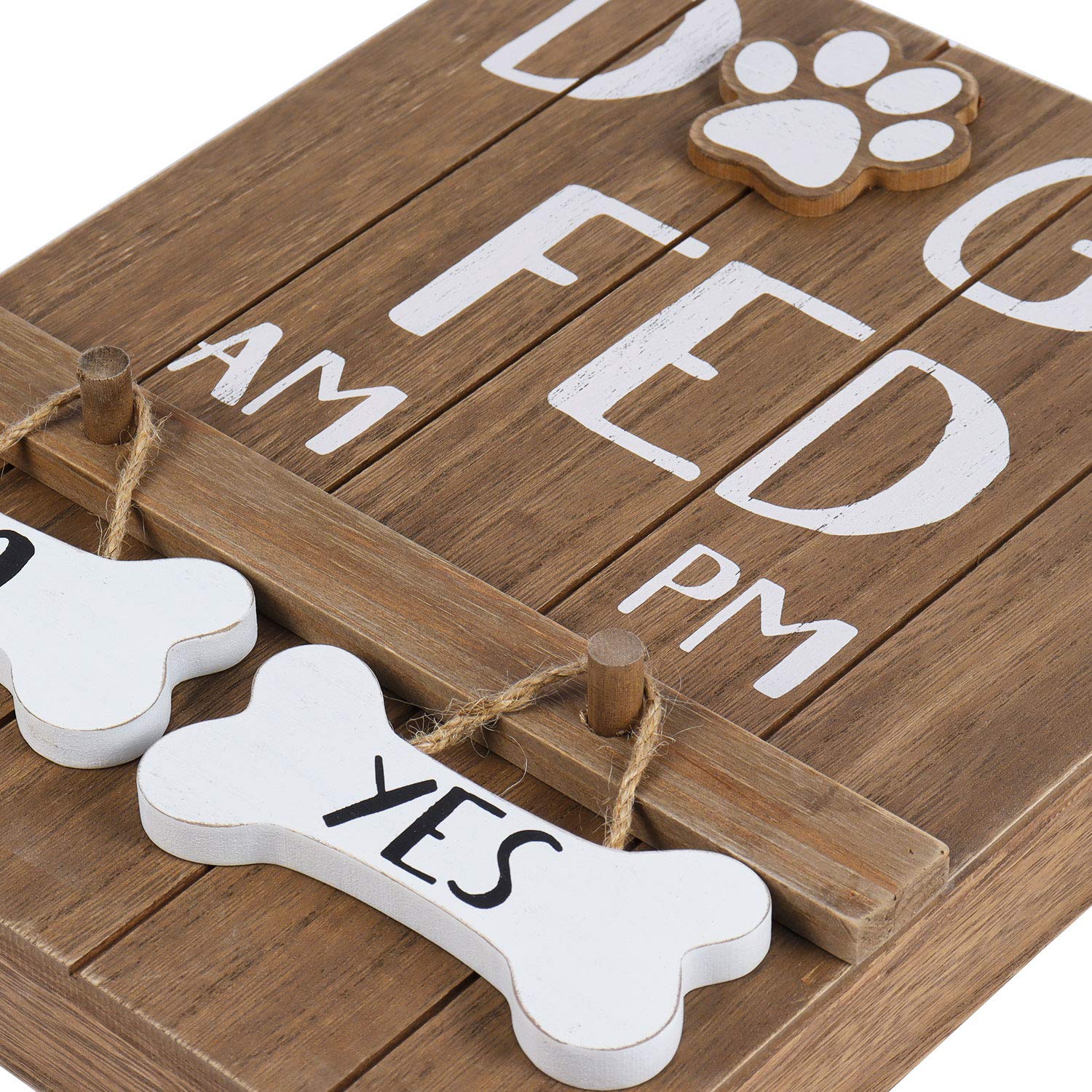 Hanna Roberts Decorative Dog Meal Scheduler, Morning And Afternoon With Reversible Yes Or No Bone For Mudroom, Entry Way, Dog Room, Dogs Fed, 9.5' X 2' X 12'