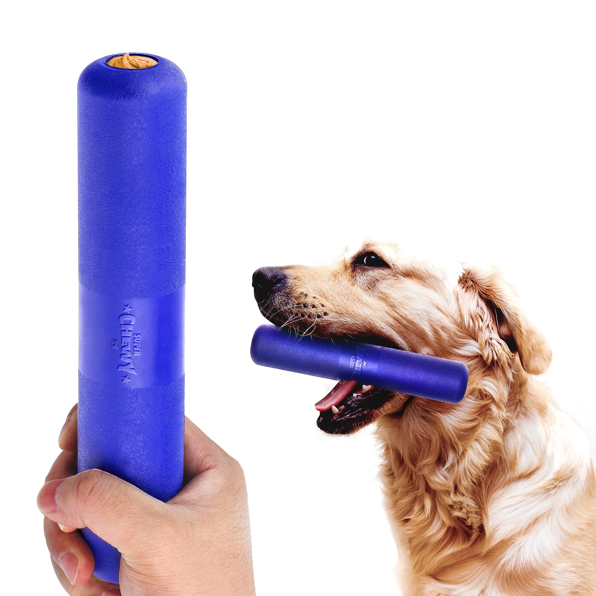 SuperChewy Tough Chew Stick Fetch Toy | Lifetime Replacement | Strong Natural Rubber | Smear Treats Inside To Excite Dogs | Ultr