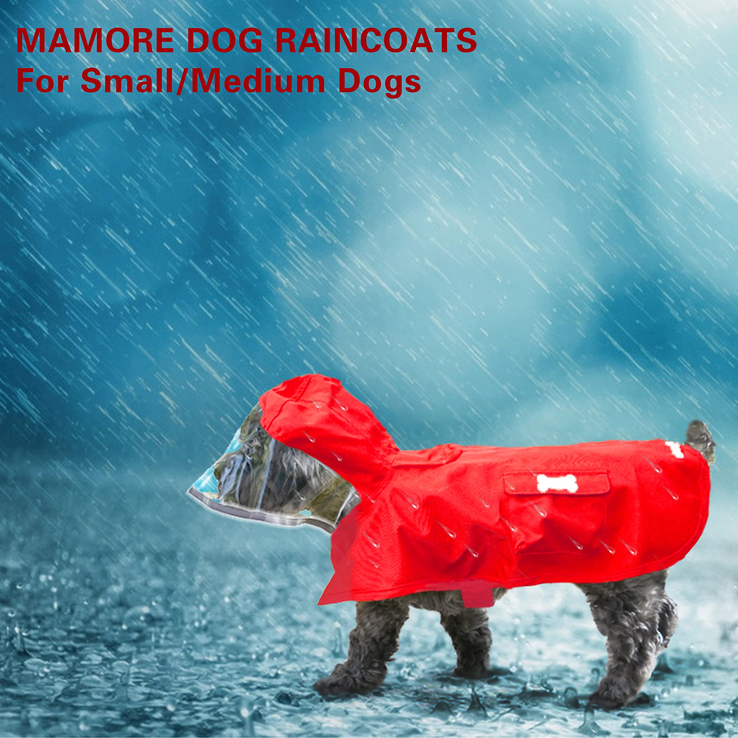 Dog Waterproof Raincoat With Poncho Hoodie, High Reflective Adjustable Yellow Pet Rain Jacket With Leash Hole For Small Medium And Large Dogs (Red, Small)
