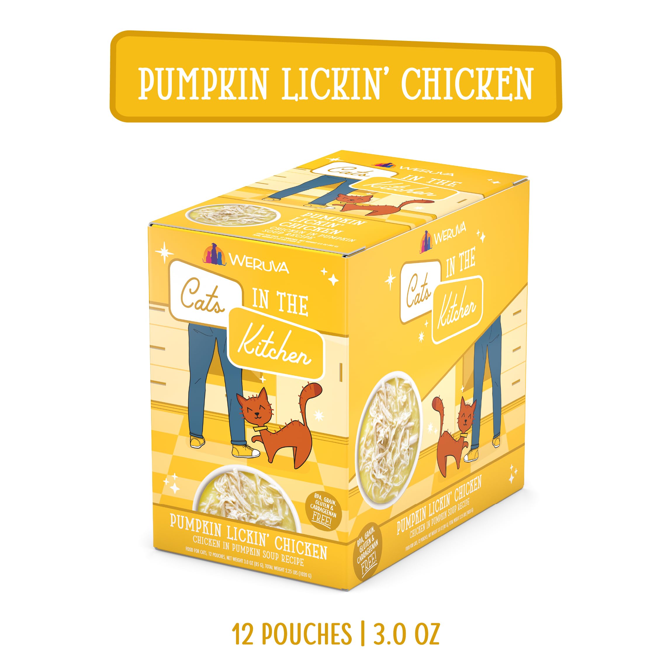 Weruva Cats in The Kitchen, Pumpkin Lickin Chicken with Chicken Breast in Pumpkin Soup Cat Food, 3oz Pouch (Pack of 12)