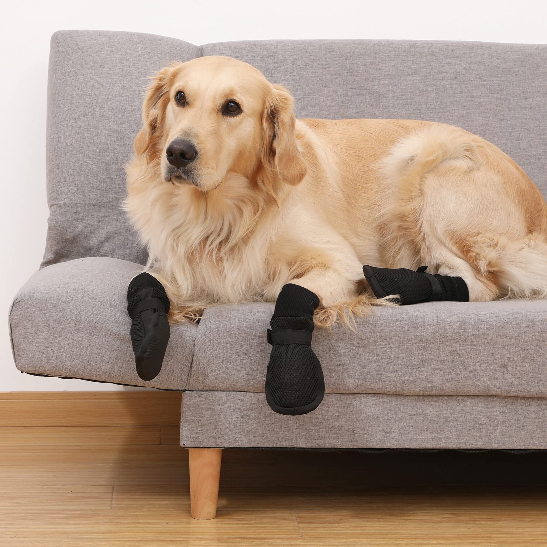 Hiado Dog Shoes Boots With Mesh Nonslip Rubber Soles To Protect Hardwood Floor And Prevent Scratching Licking Xlarge Black Xl