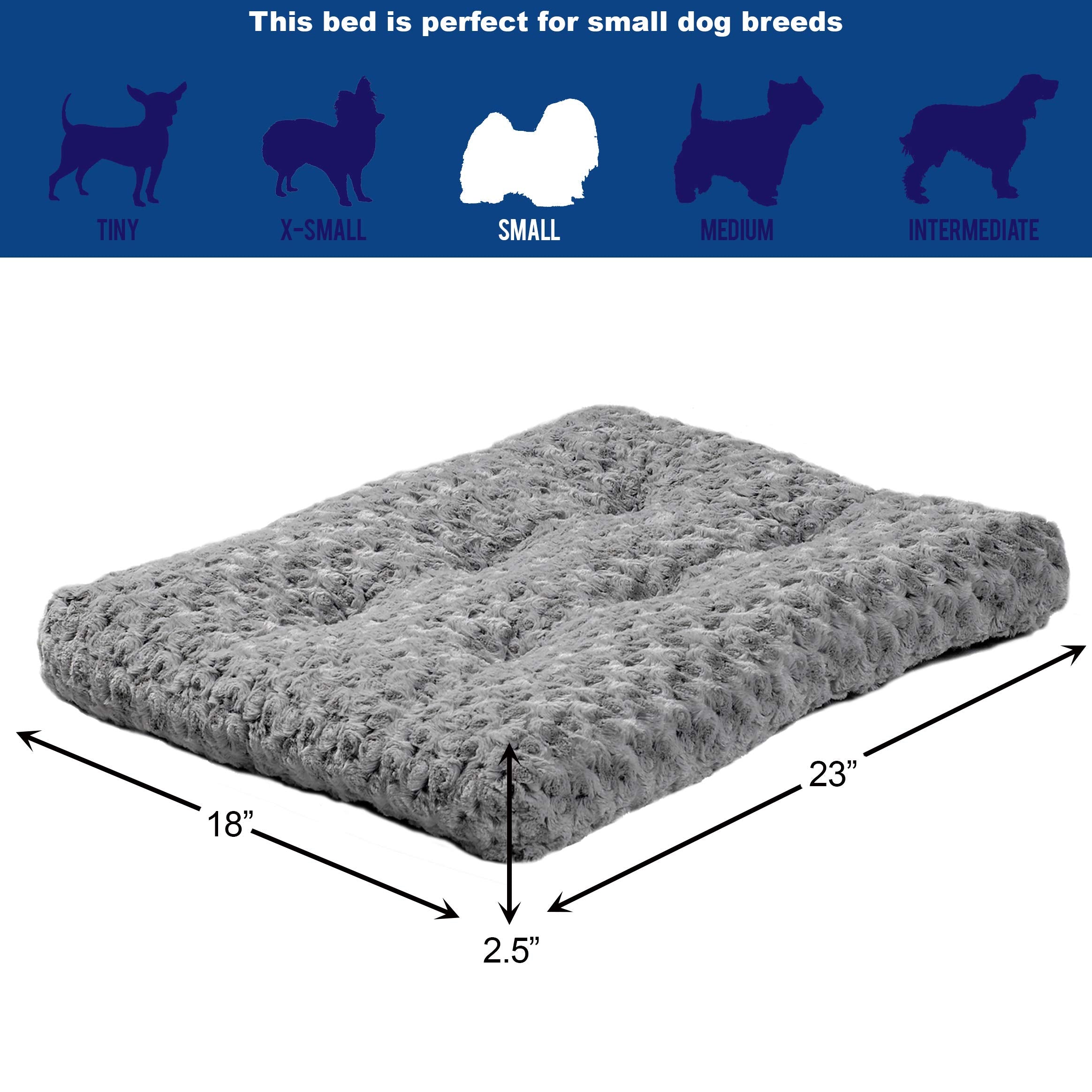Midwest Homes For Pets Deluxe Dog Beds Super Plush Dog & Cat Beds Ideal For Dog Crates Machine Wash & Dryer Friendly, 1-Year Warranty, Gray, 24-Inch