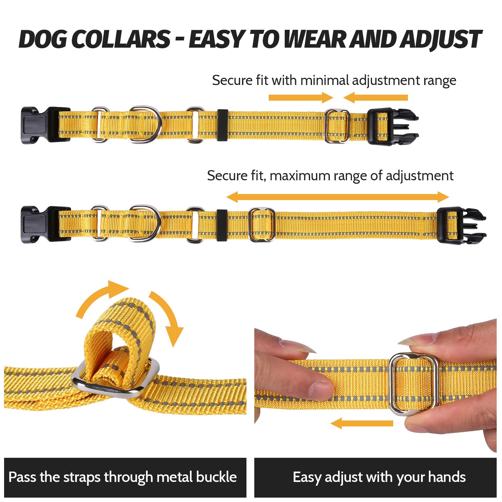 Martingale Dog Collars - Reflective Dog Collar With Quick Release Buckle Adjustable Nylon Training Dog Collar Suitable For Puppies For Small Medium Large Dogs.