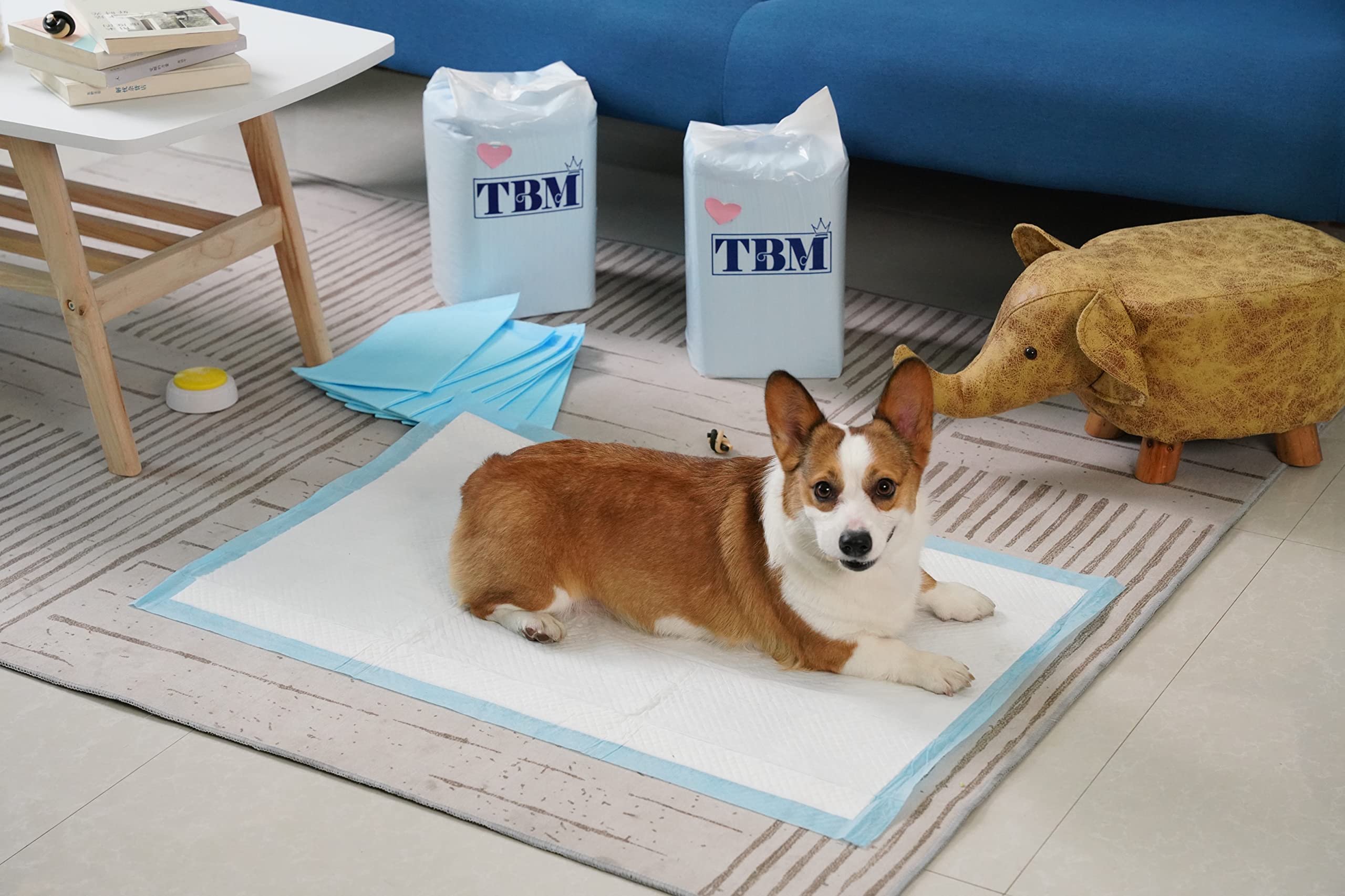 TBM Puppy Pads Large Size Pack of 100 (23.6x23.6) Super Absorbent Puppy Training Pads Anti Slip Dog Training Pads - No Leaking Q