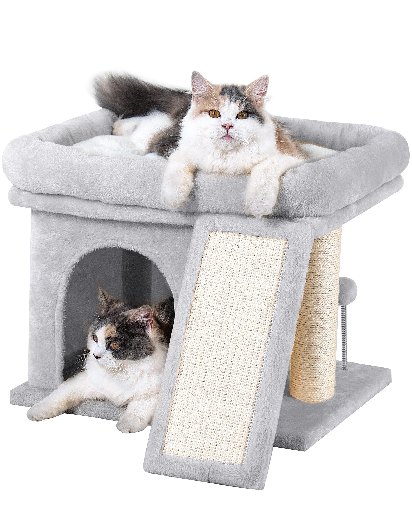 Aechonow 14In Cat Tree Tower With 20 * 16.5In Perch Bed And Washable Top For Large Adult Cats, Condo And Scratching Post For Ind
