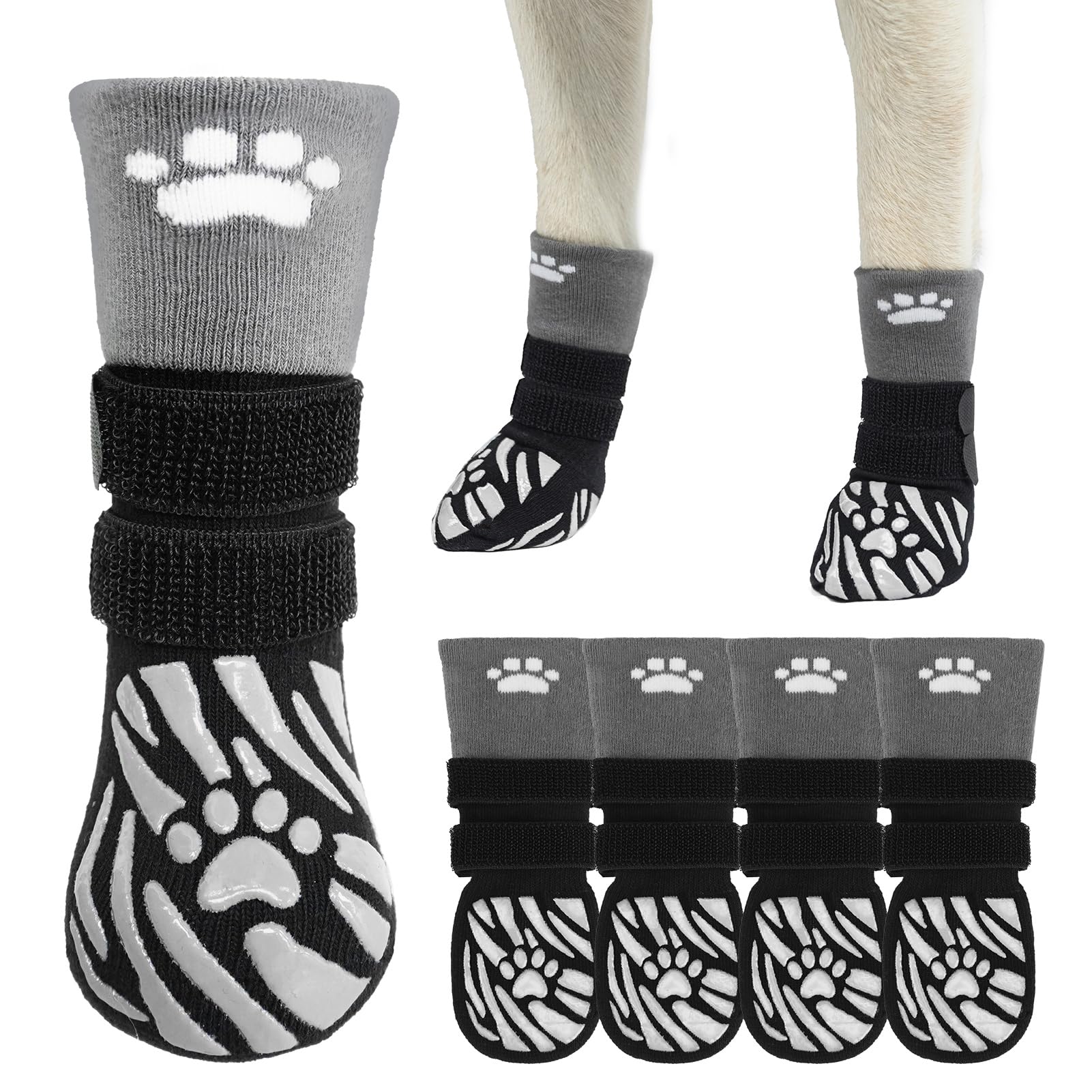 Scenereal Dog Socks To Prevent Licking Paws, Paw Protectors For Small Dogs, Black Xs