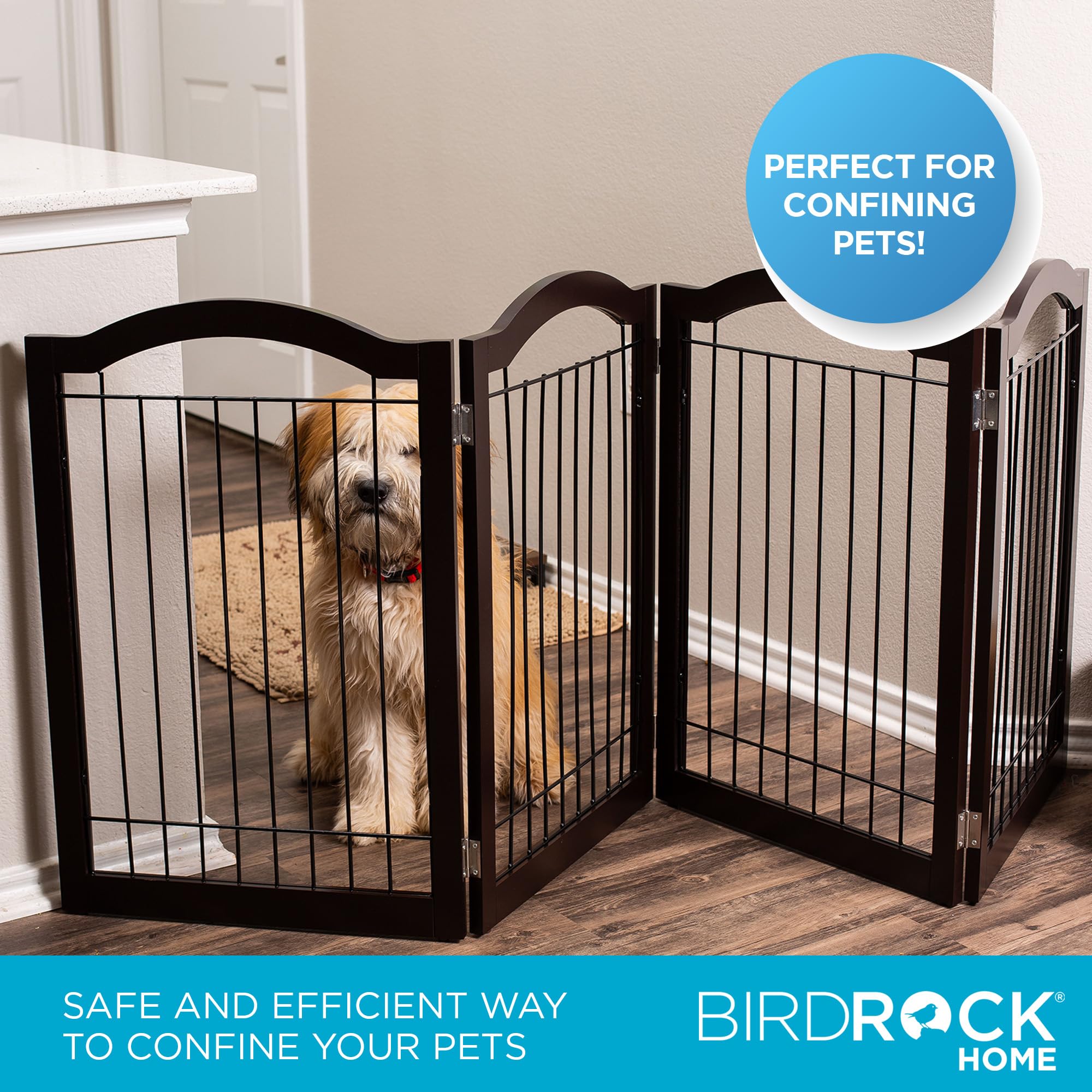 Internet'S Best Arched Top Wire Dog Gate - 4-Panel Free Standing Indoor Folding Pet Barrier, Ideal For Medium, Large Dogs, Puppi