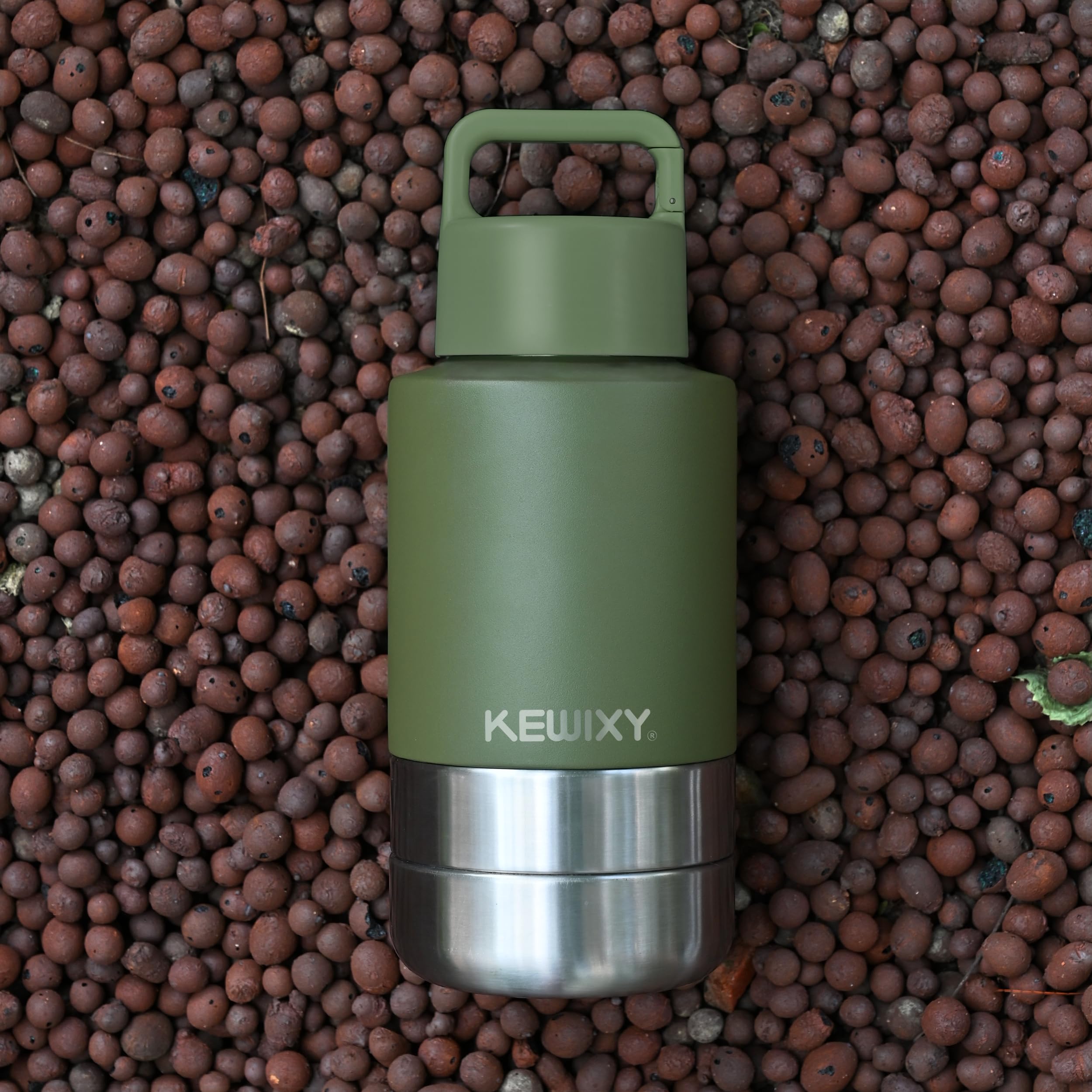 KEWIXY Insulated Dog Travel Water Bottle with Detachable Bowls, 3 in 1 Portable Dog Water Bottle Dispenser, Dog Accessories for