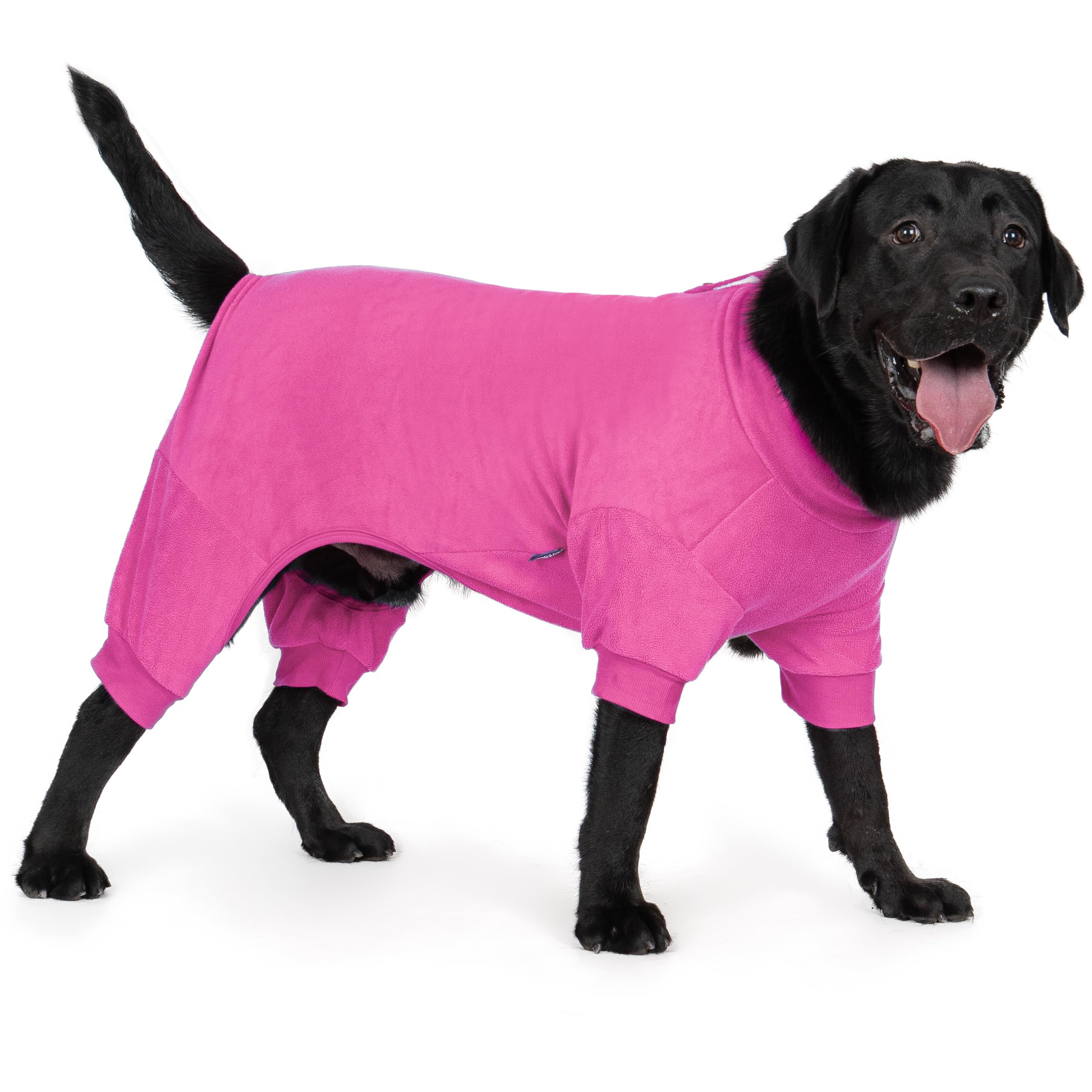 Cyeollo Fleece Dog Pajamas Jumpsuit Thermal Onesie Stretchable Doggie Coat In Fuchsia, Medium To Large Sizes
